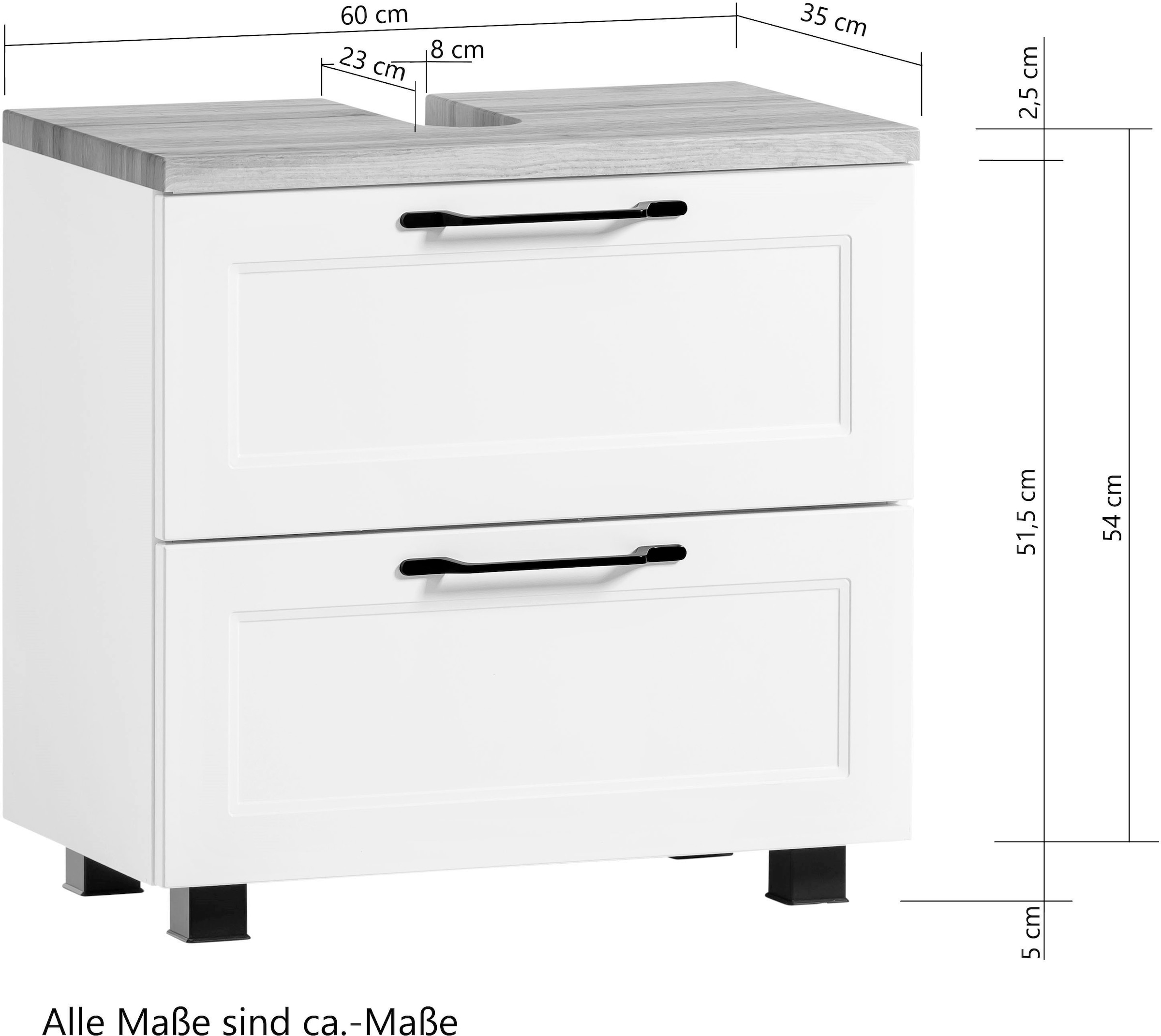 welltime Waschbeckenunterschrank »Lana«, Badmöbel, 2 Schubladen, 60 cm breit