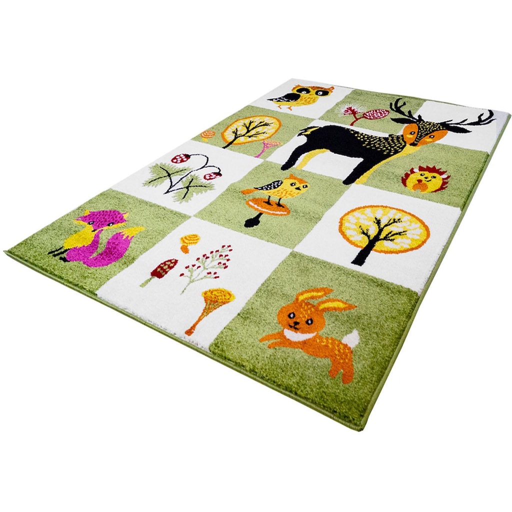 Carpet City Kinderteppich »Moda Kids 1510«, rechteckig, Wald Tiere, Kurzflorteppich