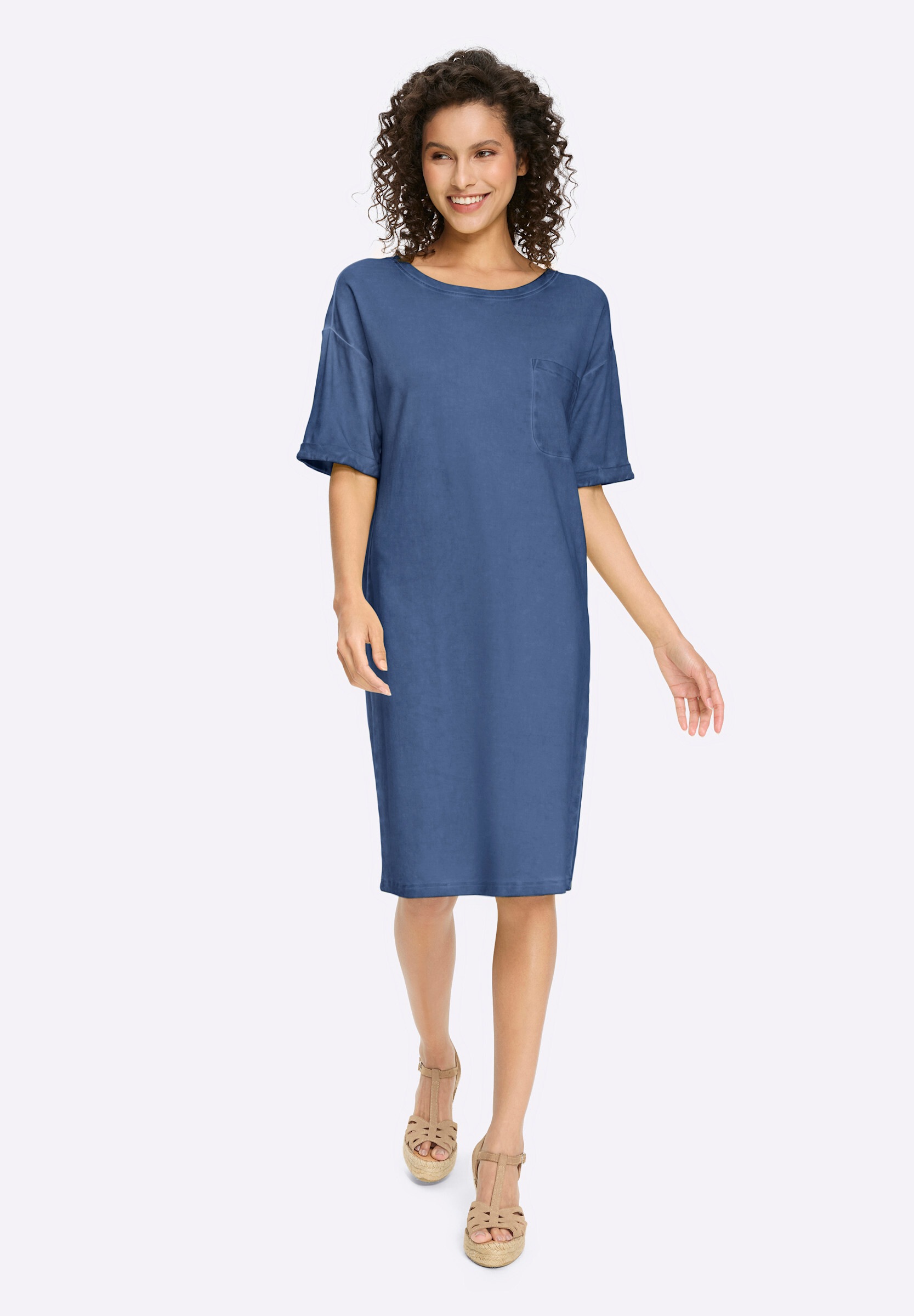 heine Shirtkleid »Jersey-Kleid Jerseykleid mit Oil-dyed-Waschung« Brusttasche