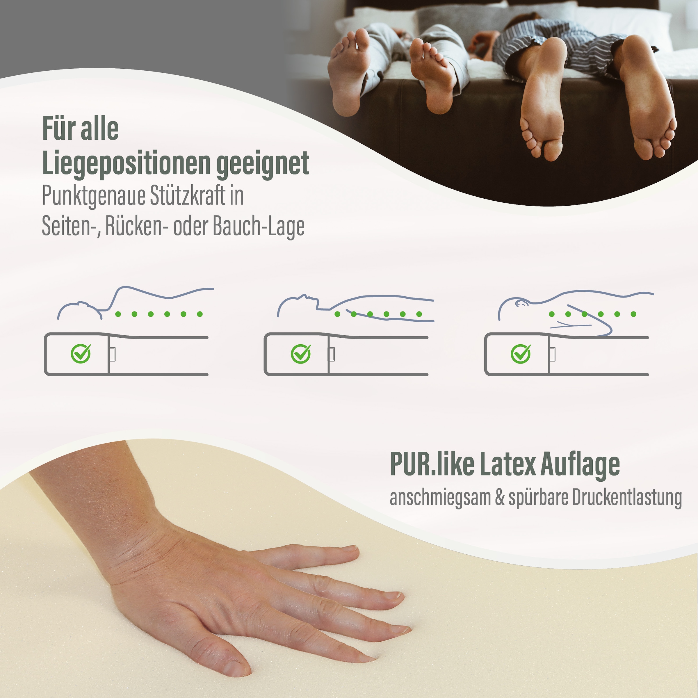 Beco Taschenfederkernmatratze »Feel Like Latex TWIN - GOLD, Matratze 90x200 cm, 140x200 cm und mehr« 22 cm hoch 500 Federn 1 Stk. tlg. Premium-Hybridmatratze für besten Schlafkomfort, atmungsaktiv