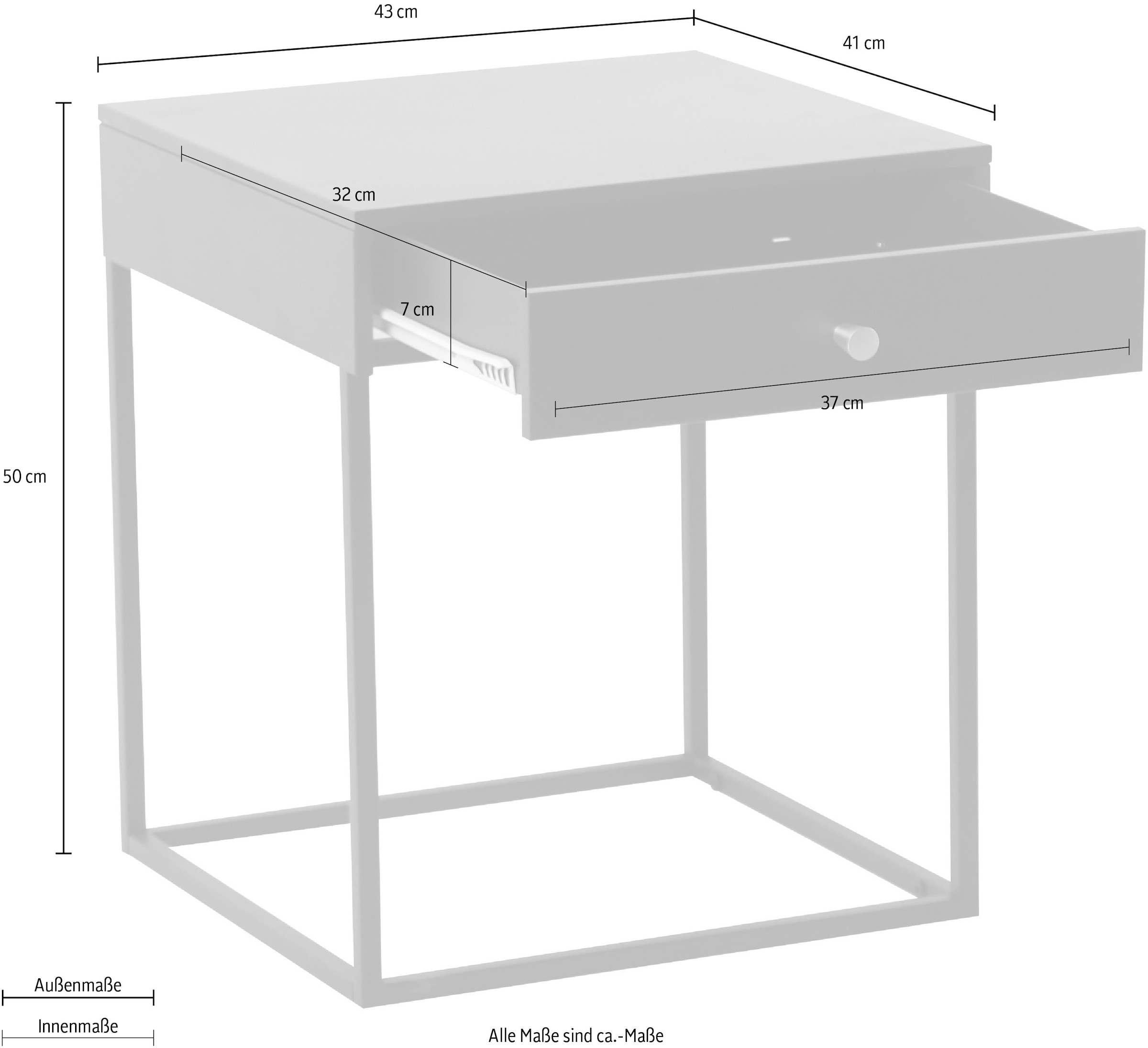 Homexperts Nachtkommode »Pep«, Beistelltisch / Nachtkommode im modernen Metalldesign