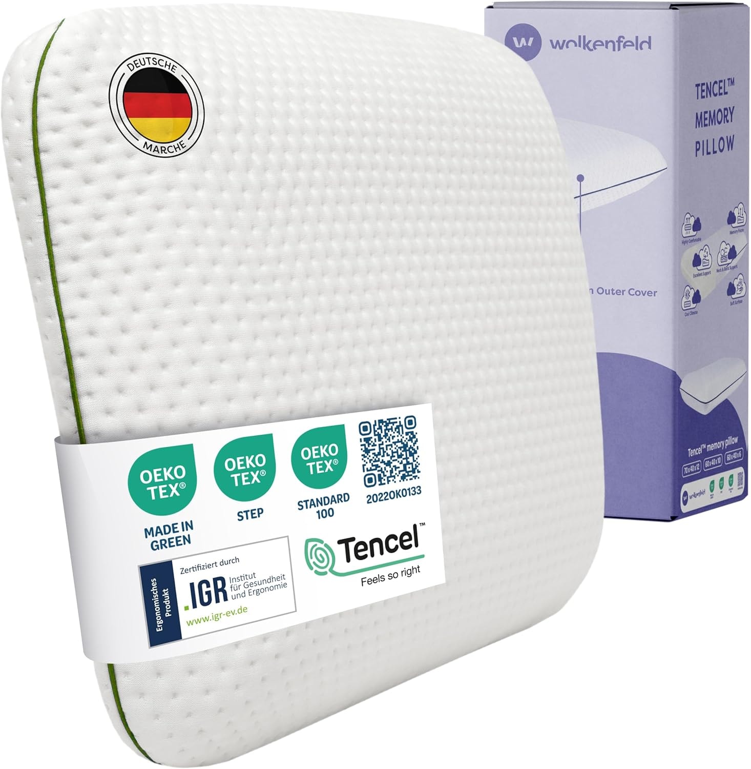 Wolkenfeld Babykissen »Eron Kinderkissen« Weiches und Atmungsaktives Kinderkopfkissen - Natürliches Memory Foam