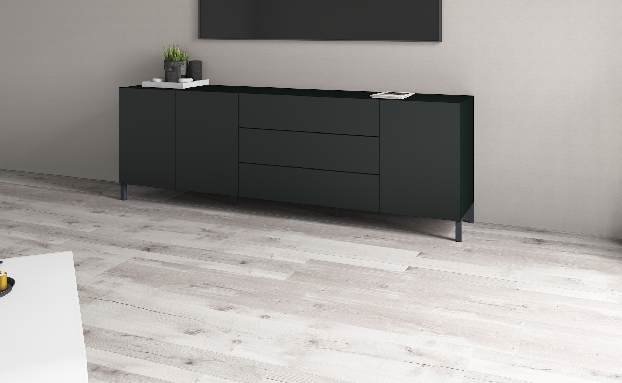 borchardt Möbel Sideboard, Metallfüße, grifflose Optik