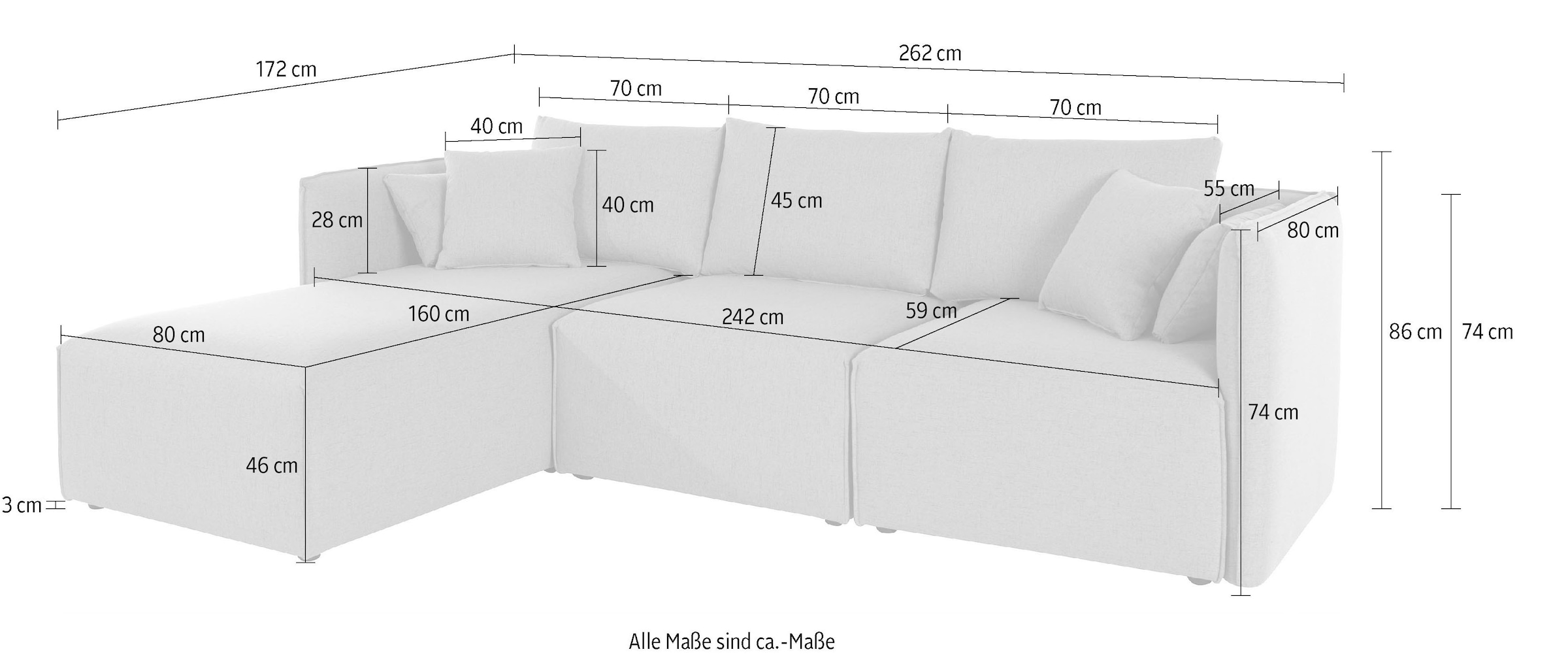 andas Ecksofa »Nöre L-Form« 3 Teile, in vielen Bezugsqualitäten und Farben. Modulteile s. "Nöre"