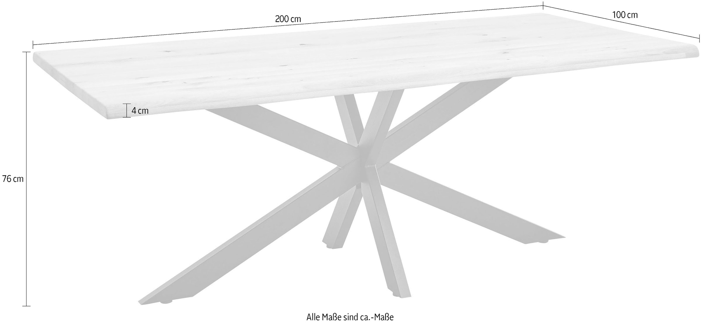 HBZ Esstisch »TOM, TOPSELLER!«, (Tisch, Esstisch), 200 cm breit Eiche Massivholz mit Baumkante