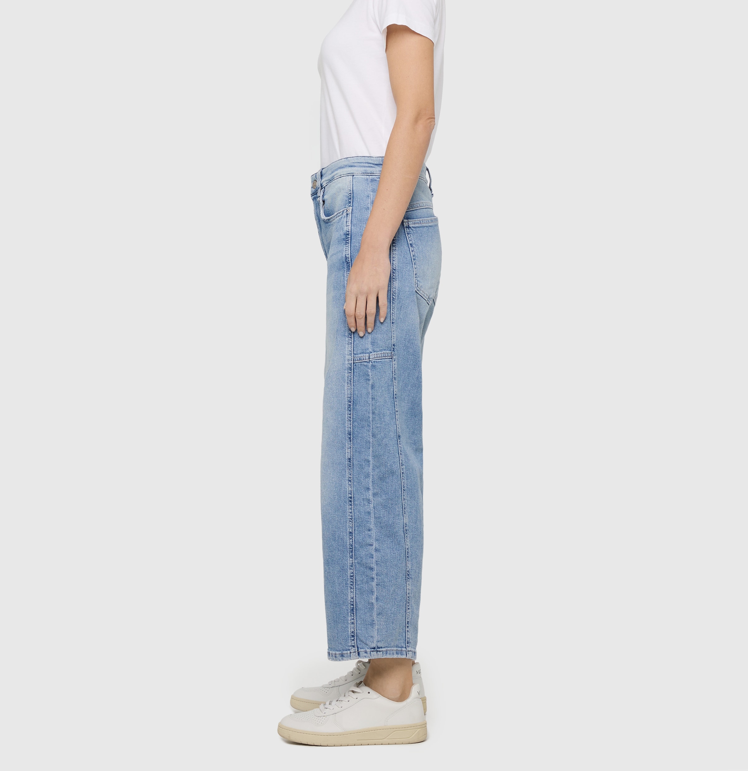 MAC 5-Pocket-Jeans »OHIO Barrel« Barrel Fit, Naht-Detail auf Kniehöhe