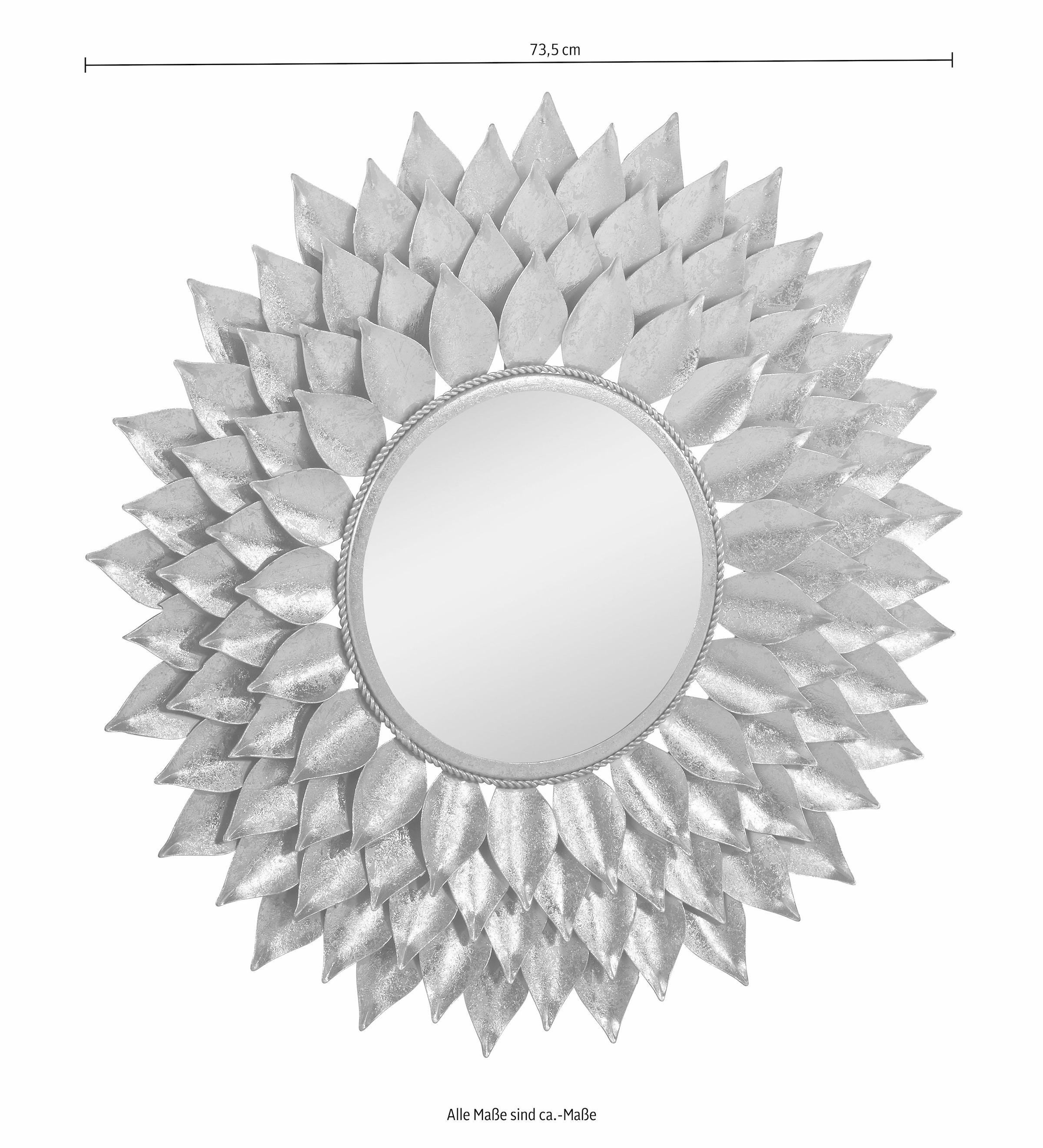 Leonique Dekospiegel »Sarai«, Wandspiegel, mit Blattgold-Finish, Sonne, Ø 73,5 cm, Rahmen aus Metall