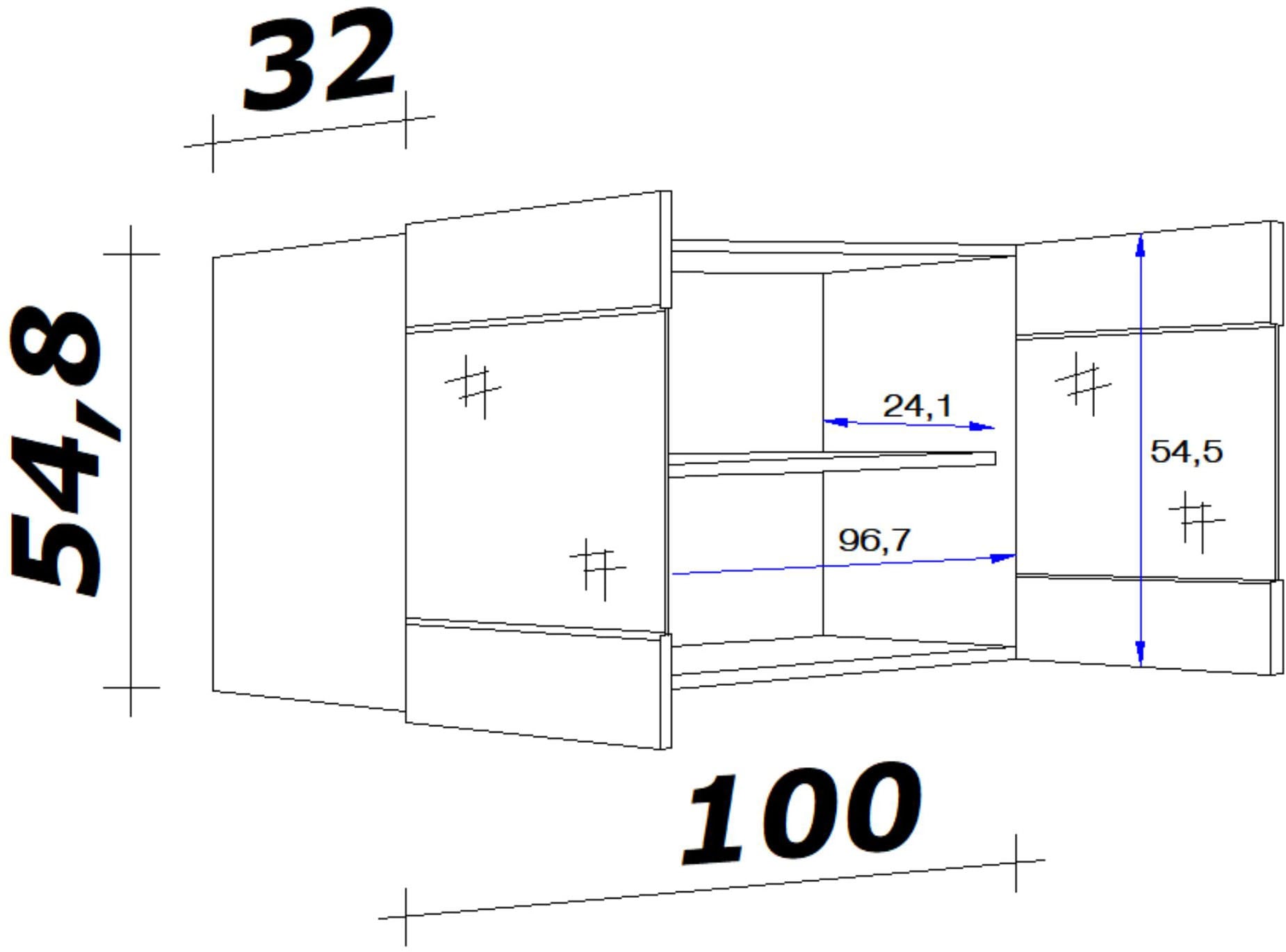 Flex-Well Glashängeschrank »Lund«, (B x H x T) 100 x 54,8 x 32 cm, individuell kombinierbar