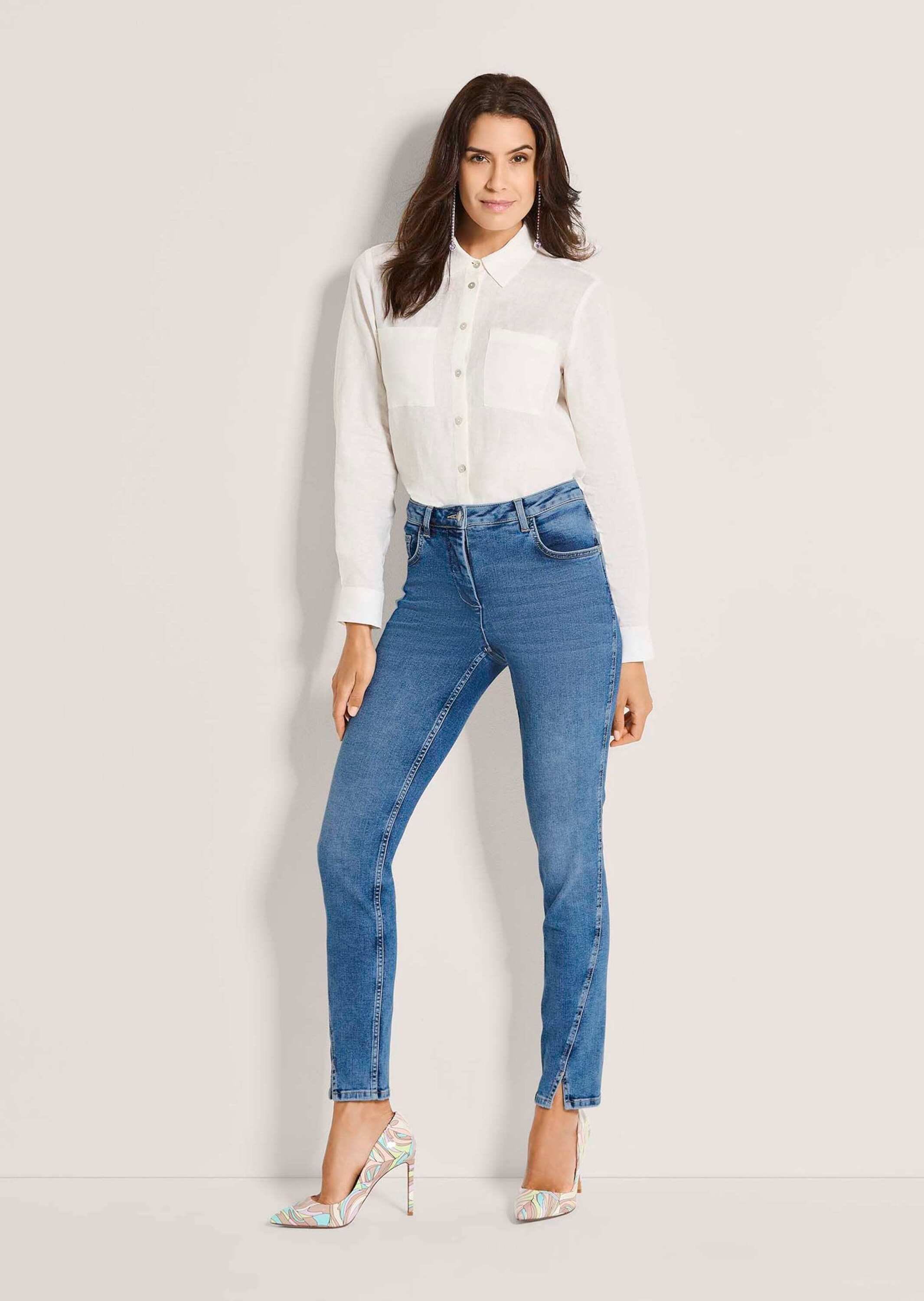 MADELEINE Regular-fit-Jeans »Jeans Skinnyjeans mit asymmetrischer Naht«