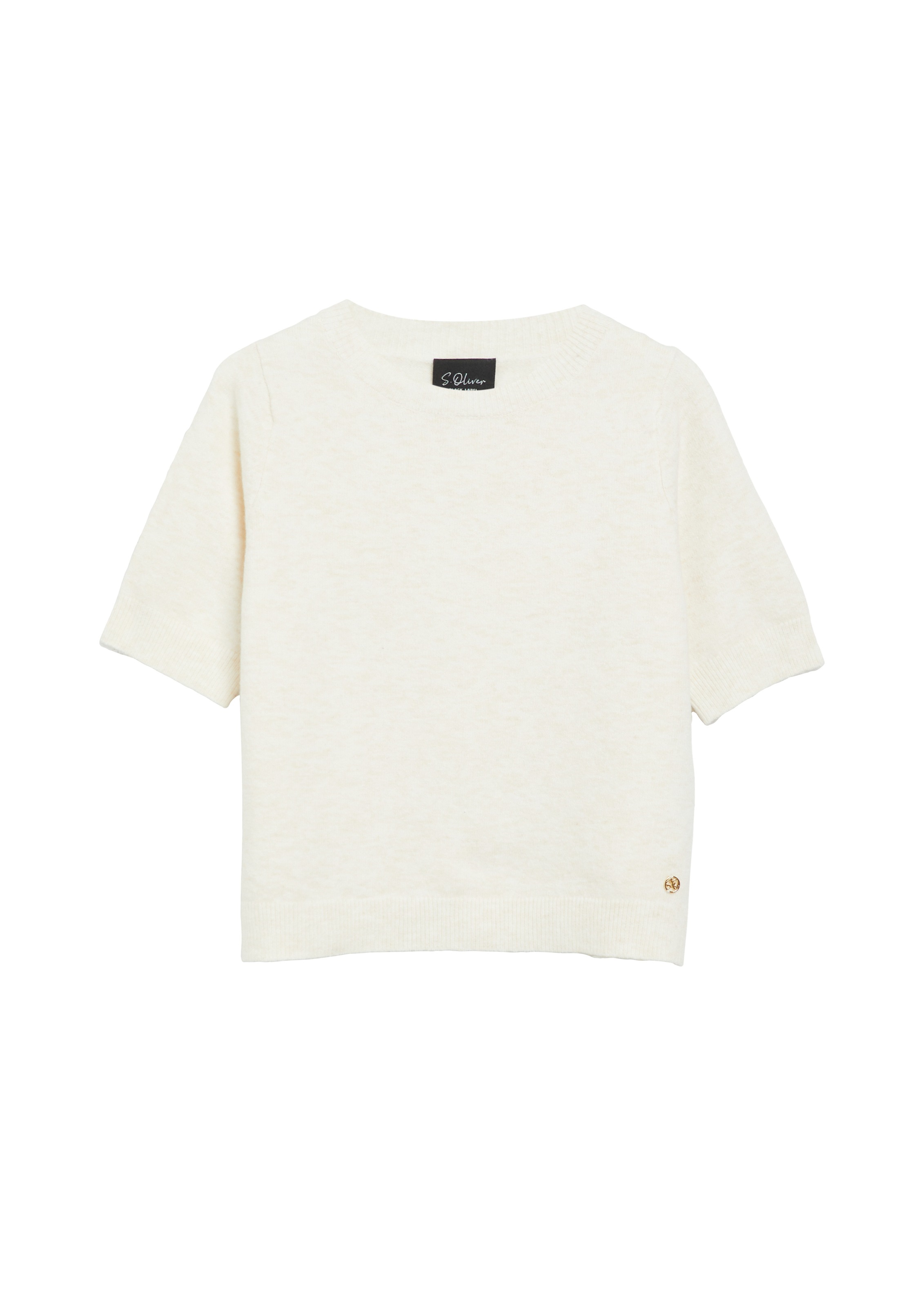 s.Oliver BLACK LABEL Strickpullover melierte Optik, Materialmix mit Wolle, Rundhalsausschnitt