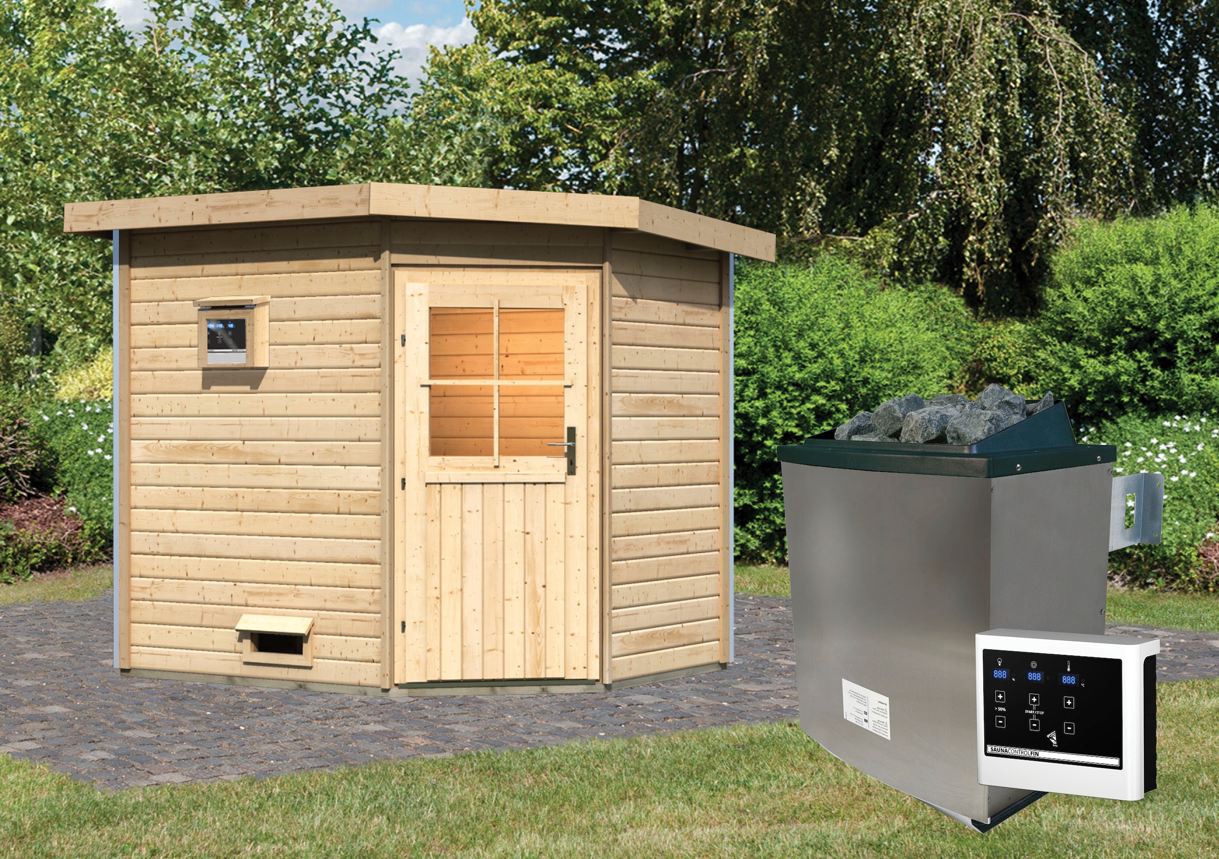 Karibu Saunahaus »Tore« Set,  Ofen 9 KW externe Strg easy