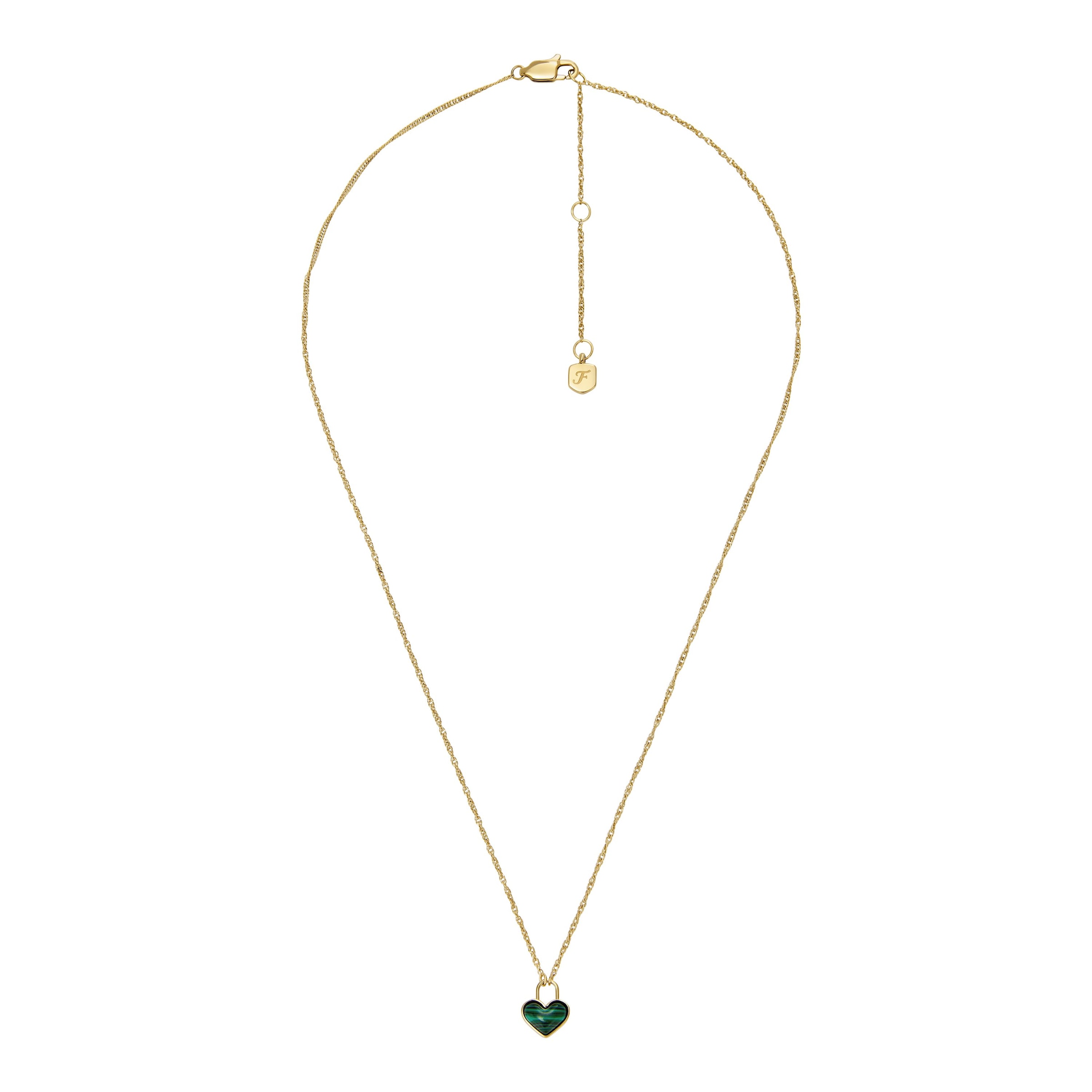 Fossil Kette mit Anhänger »Schmuck Geschenk Edelstahl JEWELRY Herz«, mit Malachit
