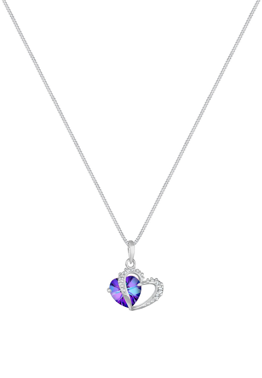 Elli Silberkette »Halskette Herz Anhänger Love 925 Silber, mit Kristallen von Swarovski®«