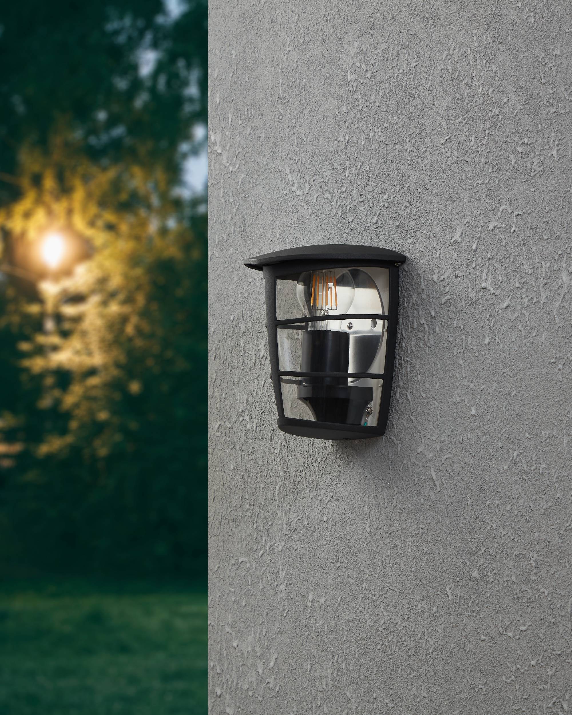 EGLO Wandleuchte »Aloria Außen-Wandlampe, Außenleuchte, Aluguss, Kunststoff, E27, IP44« E27 1 Stk. Wand-/Deckenleuchte - L18 x H20 x AL12 cm - schwarz - 1X60W exkl.