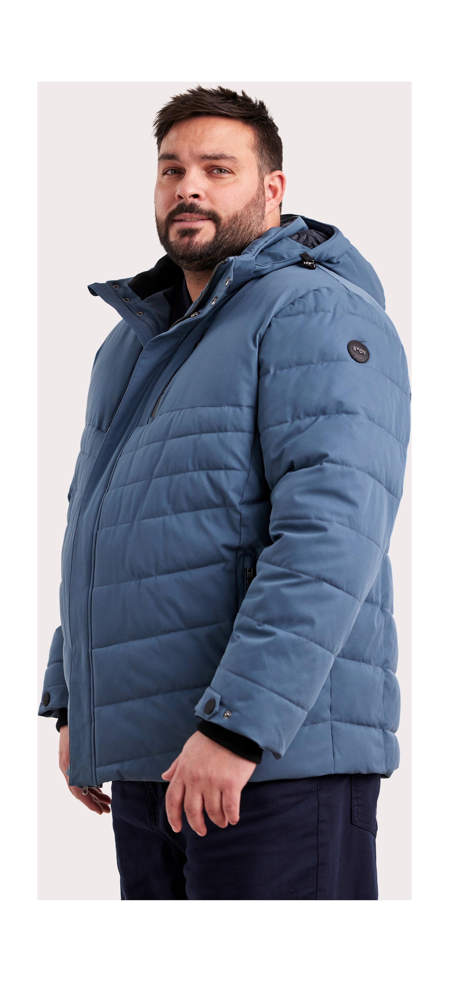 STOY Steppjacke »STW 6 MN QLTD JCKT« Atmungsaktive, wasserabweisende Steppjacke mit abnehmbarer Kapuze