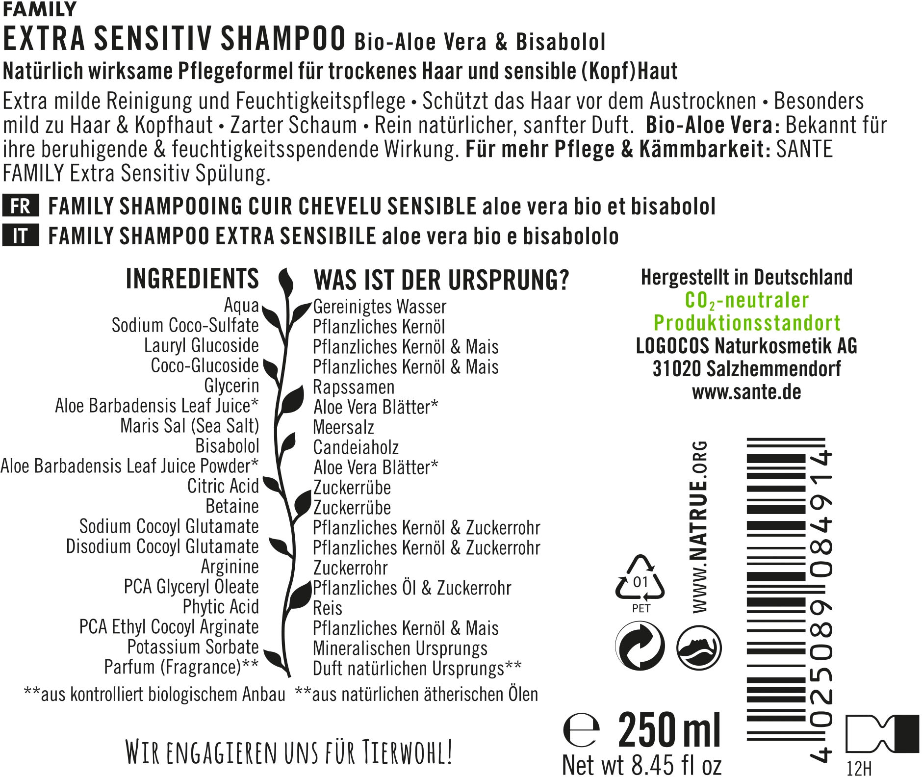 Haarshampoo »FAMILY Shampoo« Extra Sensitiv SANTE