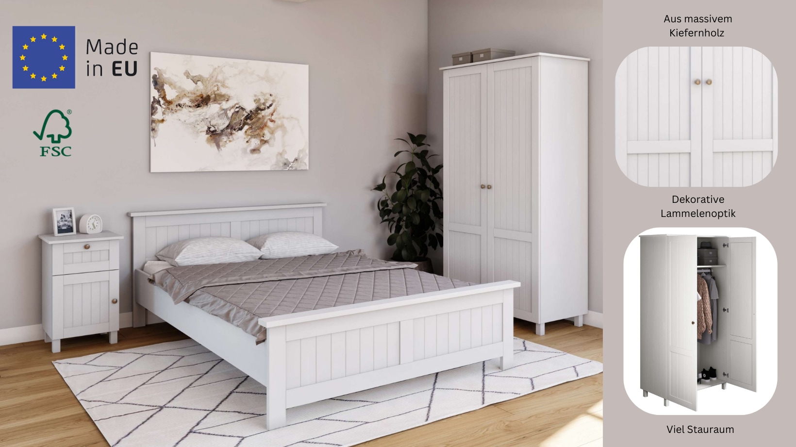 OTTO home Kleiderschrank »Juventus, Drehtürenschrank, Schrank« mit 2 Türen, 97 cm breit, aus massiver Kiefer, FSC®-zertifiziert