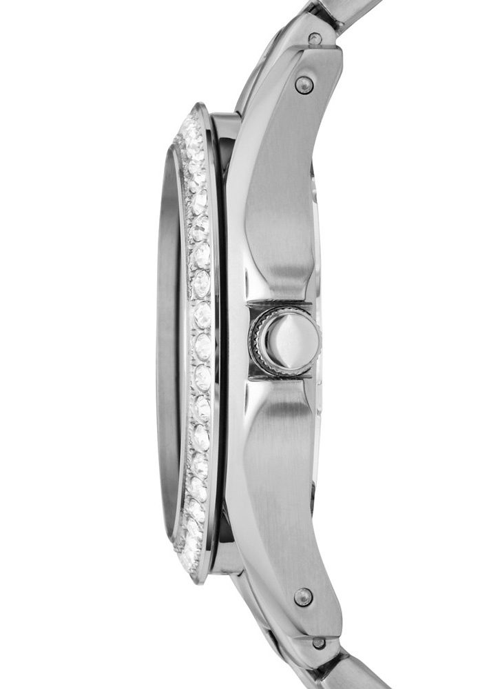 Fossil Multifunktionsuhr »RILEY«, Quarzuhr, Armbanduhr, Damenuhr, Datum, Edelstahlarmband, Glassteine