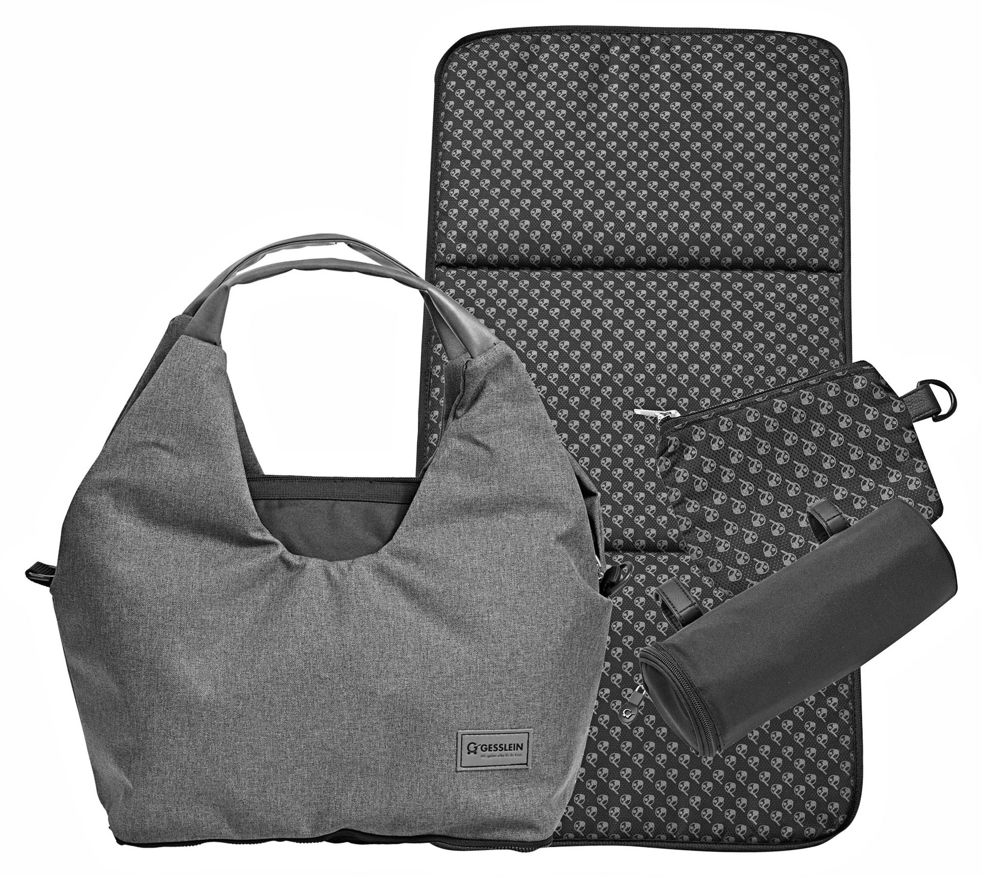 Gesslein Wickeltasche »N°5, steingrau«, mit Wickelauflage und Flaschenhalter, Made in Germany