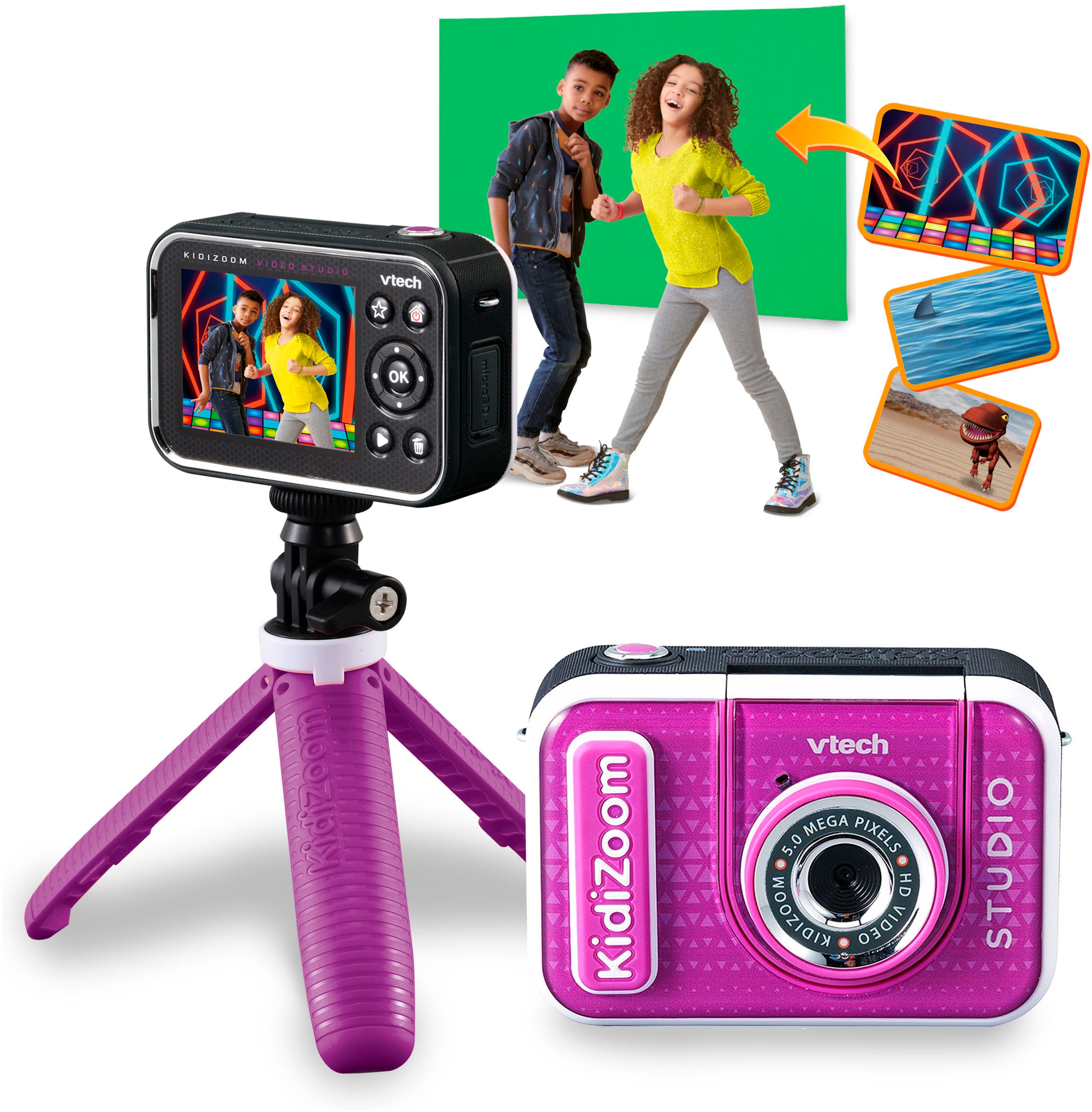 Kinderkamera »KidiZoom Video Studio HD lila«, 5 MP, inkl. Selfie-Funktion und Ministativ