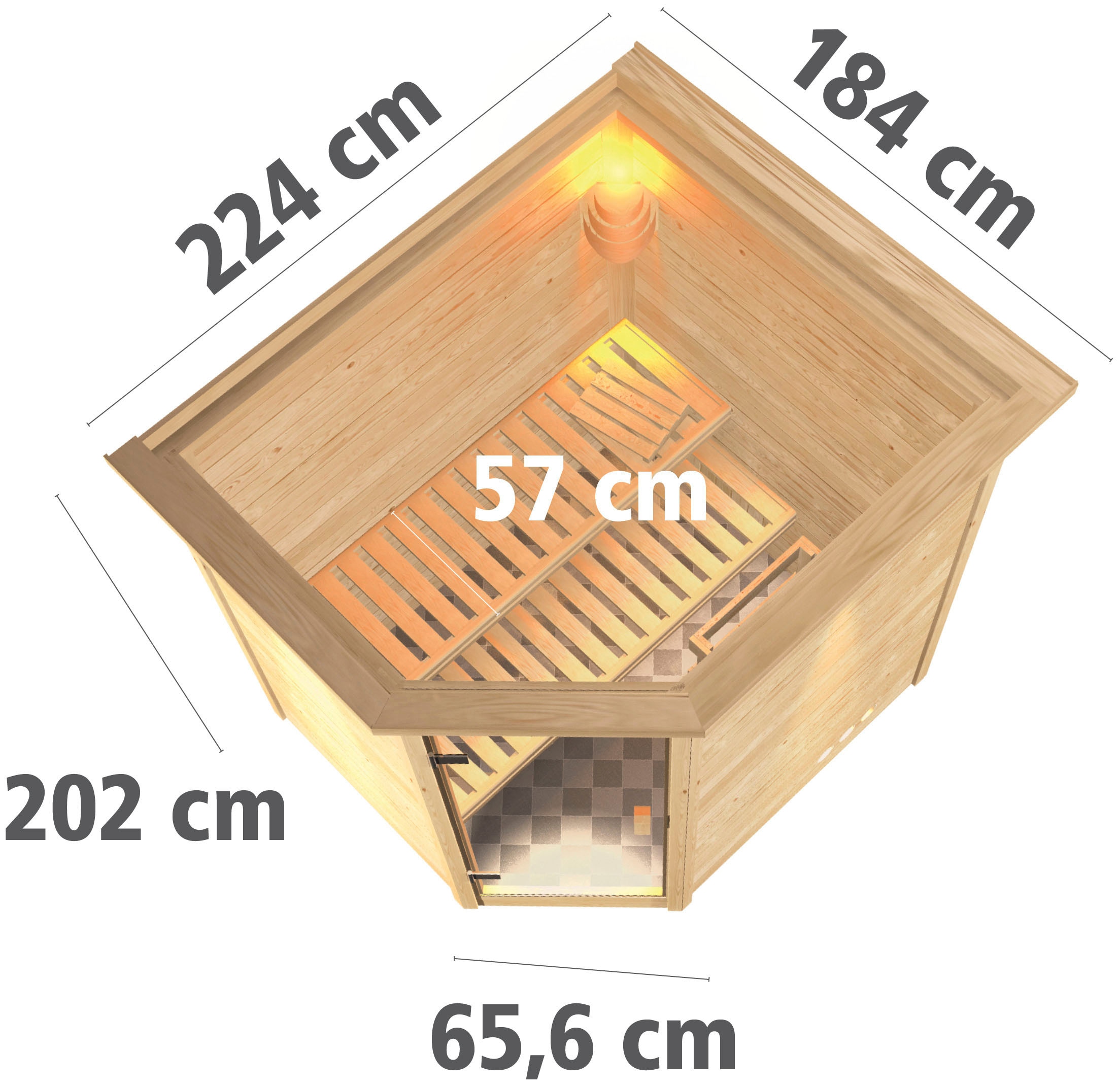 Karibu Sauna »Mia (Fronteinstieg)« Ofen 9 KW externe Strg easy