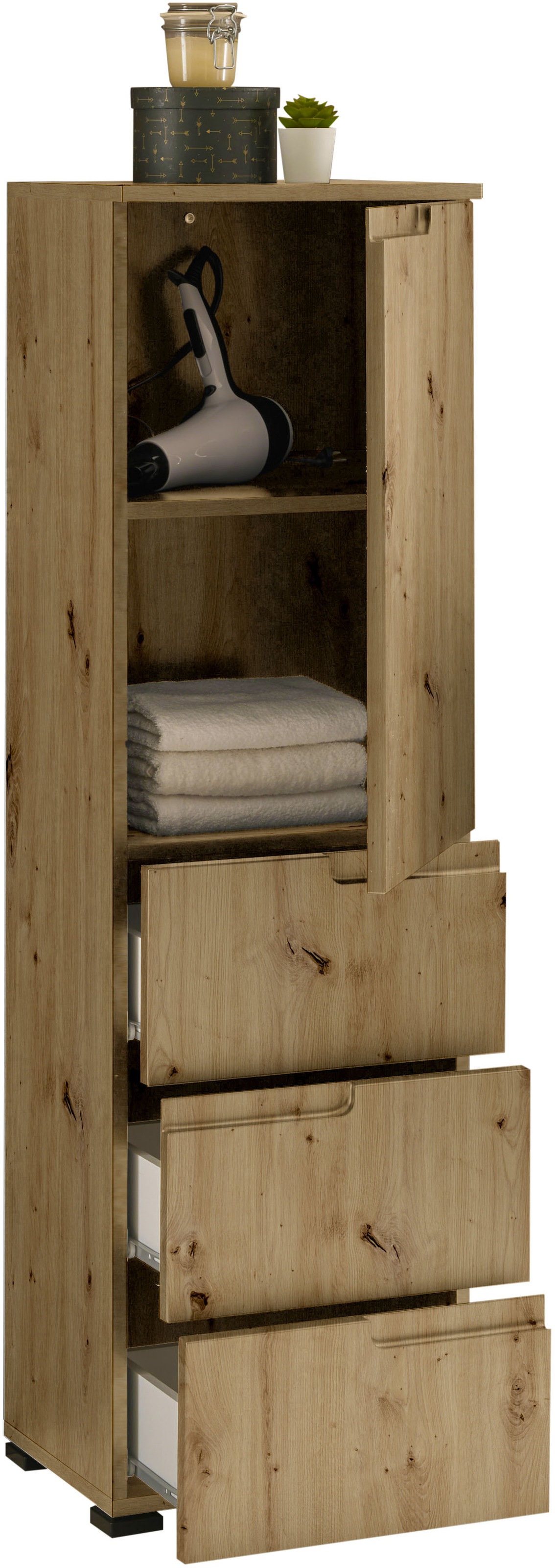 BASIC by Balculina Midischrank »Spice, Badezimmerschrank BxTxH 40x134x32 cm« 1 Stk. tlg. Breite 40 cm, Griffmulden,