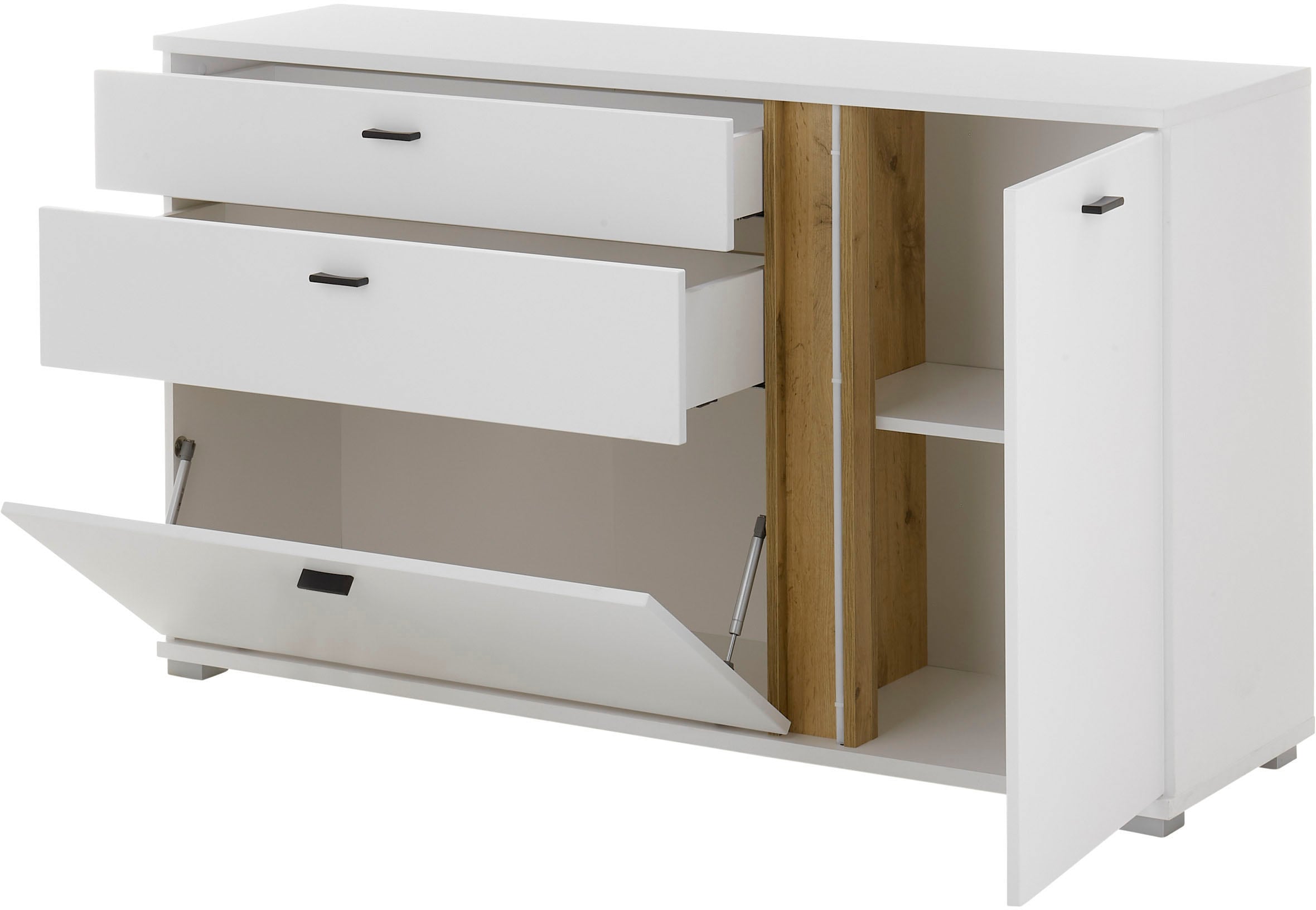 INOSIGN Sideboard »LONG ISLAND«, (1 St.), in moderner Trendfarbe,inklusive senkrechter Beleuchtung,Breite 150 cm