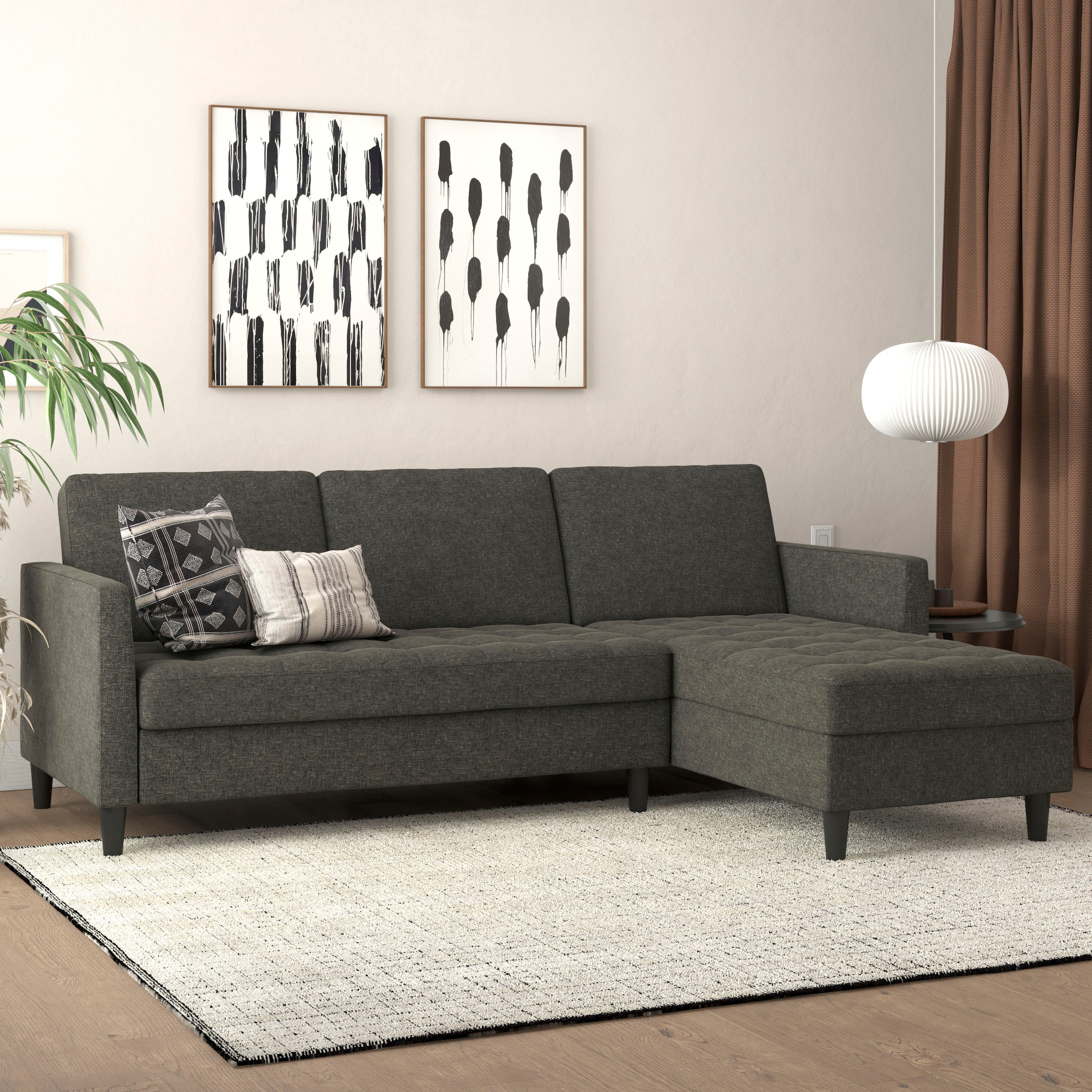 Dorel Home Ecksofa »Presley, L-Form,«, Ecksofa mit Bett-Funktion und Stauraum, verstellbare Rückenlehne