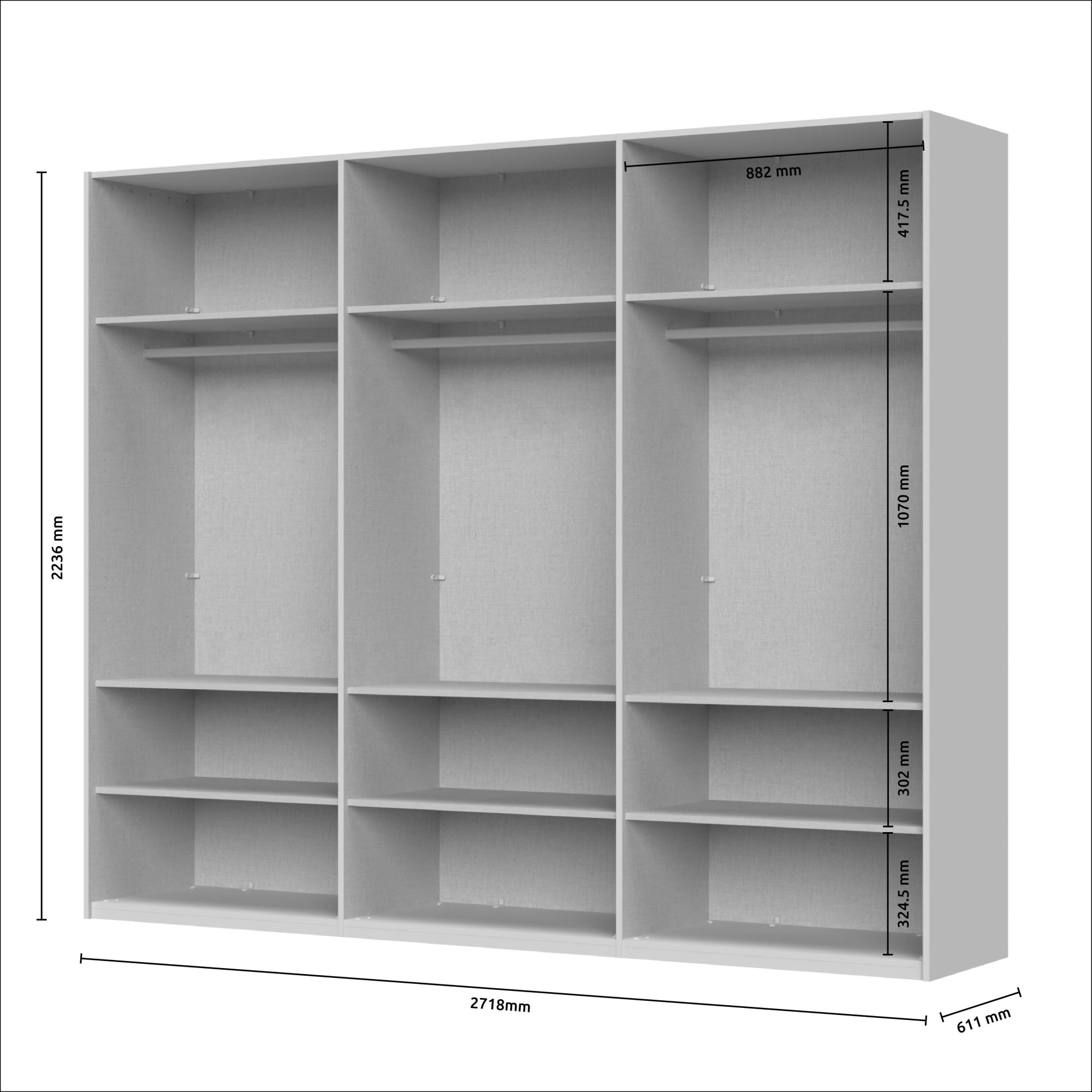 Places of Style Schwebetürenschrank »Opera Kleiderschrank, Schlafzimmerschrank, Garderobe, Schrank«, UV lackiert, Soft Close Funktion, Höhenverstellbare Füße