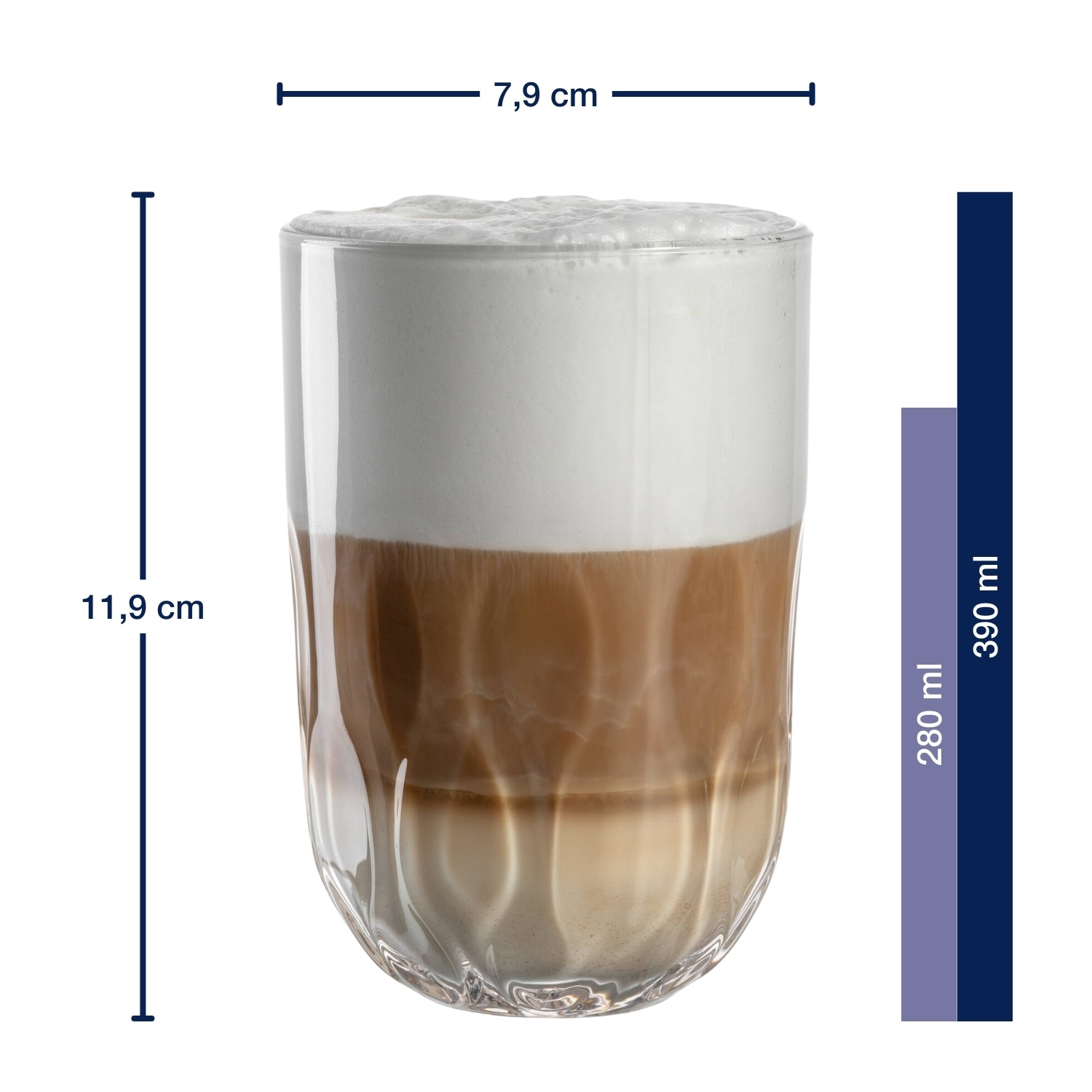 LEONARDO Gläser-Set »Latte Macchiato-Set GOCCE, 380 ml, 6-teilig« 3 Gläser mit unterschiedlichem Tropfenrelief, inkl. Kork-Untersetzer
