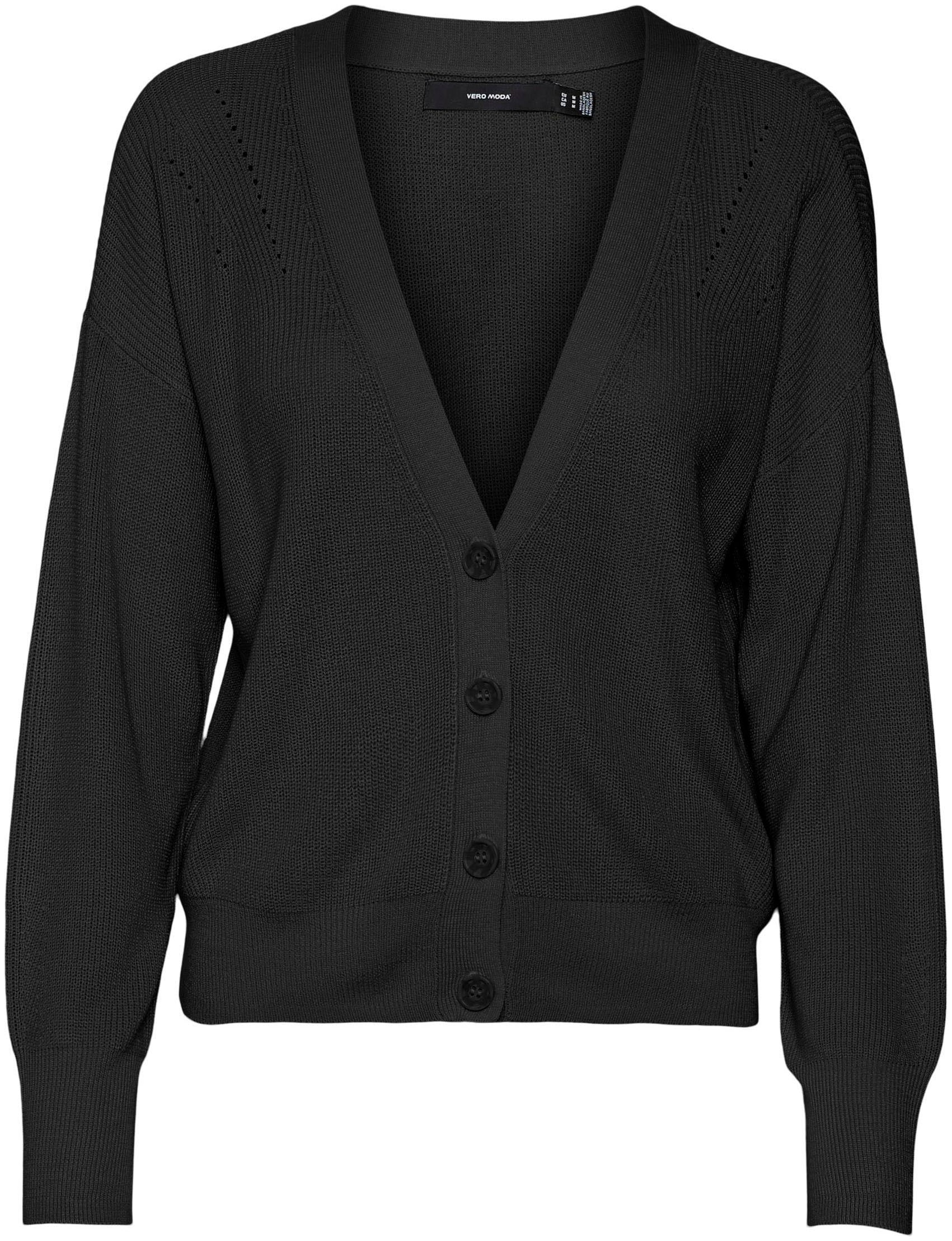 Vero Moda Strickjacke »VMNEWLEXSUN LS SHORT V-NECK CAR GA NOOS« mit Knopfleiste