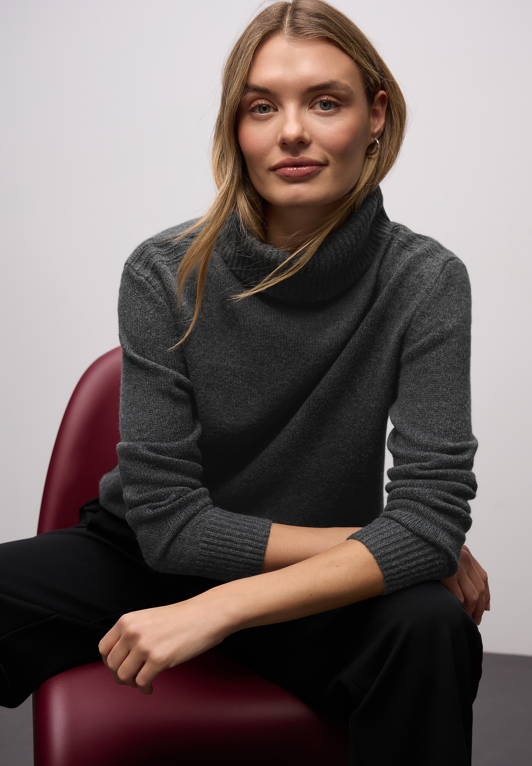 STREET ONE Rollkragenpullover mit feinem Strickmuster