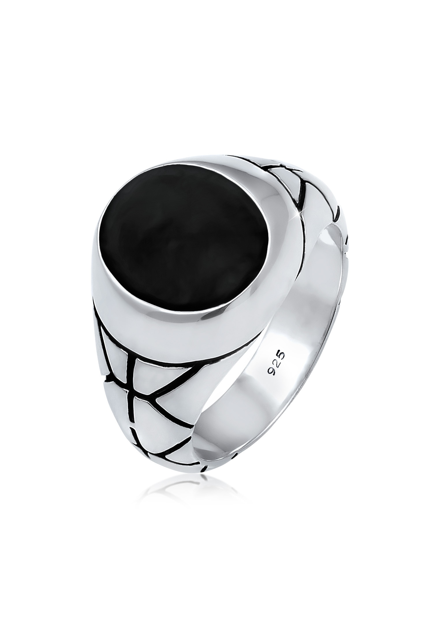 Kuzzoi Siegelring »Ring Herren Siegelring Oval Emaille 925er Silber«