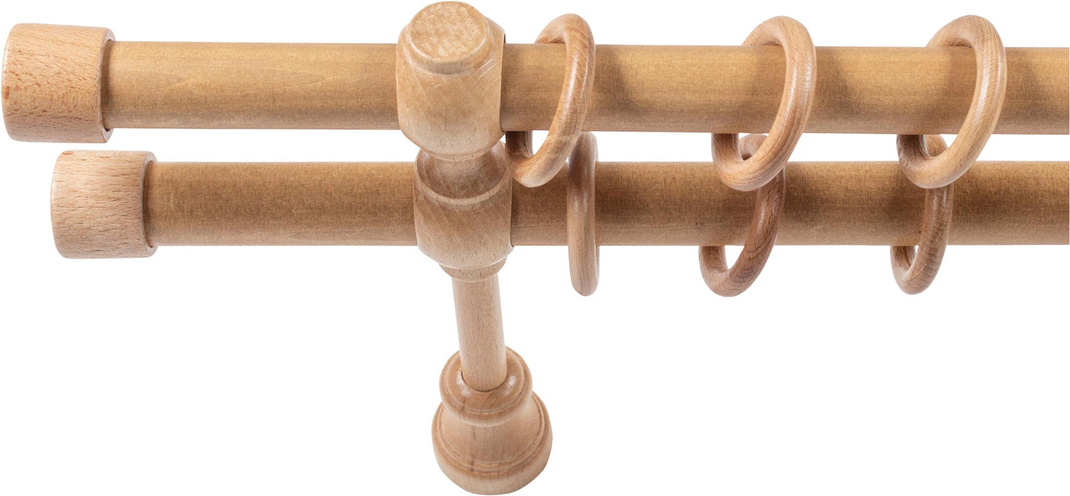 SN DECO GROUP Gardinenstange »Cafiro« 2 läufig-läufig Fixmaß 28 mm, Holz, verschiedene Längen und Farben, Komplettset