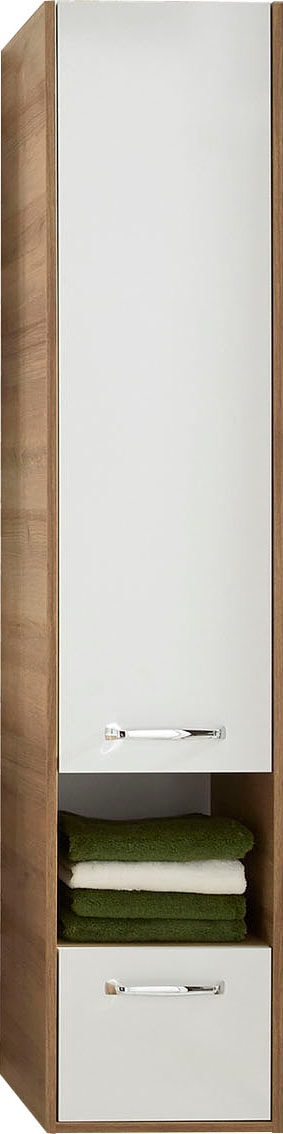 Saphir Hochschrank »Quickset 362 Badschrank, 35 cm breit, 1 Tür, Nische, 1 Schublade«, Badezimmer-Hochschrank inkl. Türdämpfer, Griffe in Chrom glänzend