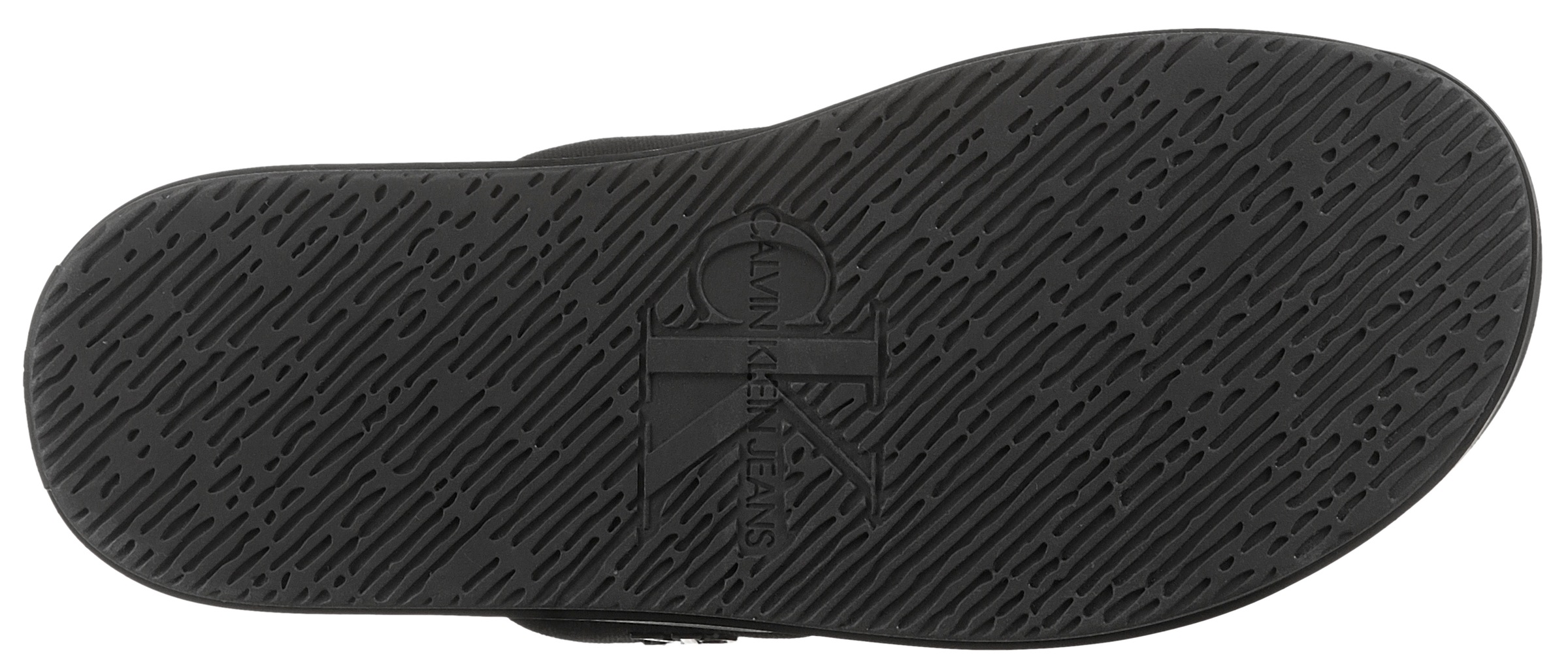 Calvin Klein Jeans Pantolette »FLAT MOLDED DBL BAR SANDAL CV«, Schlappen, Sommerschuh, Strandschuh, Poolslides zum Schlupfen