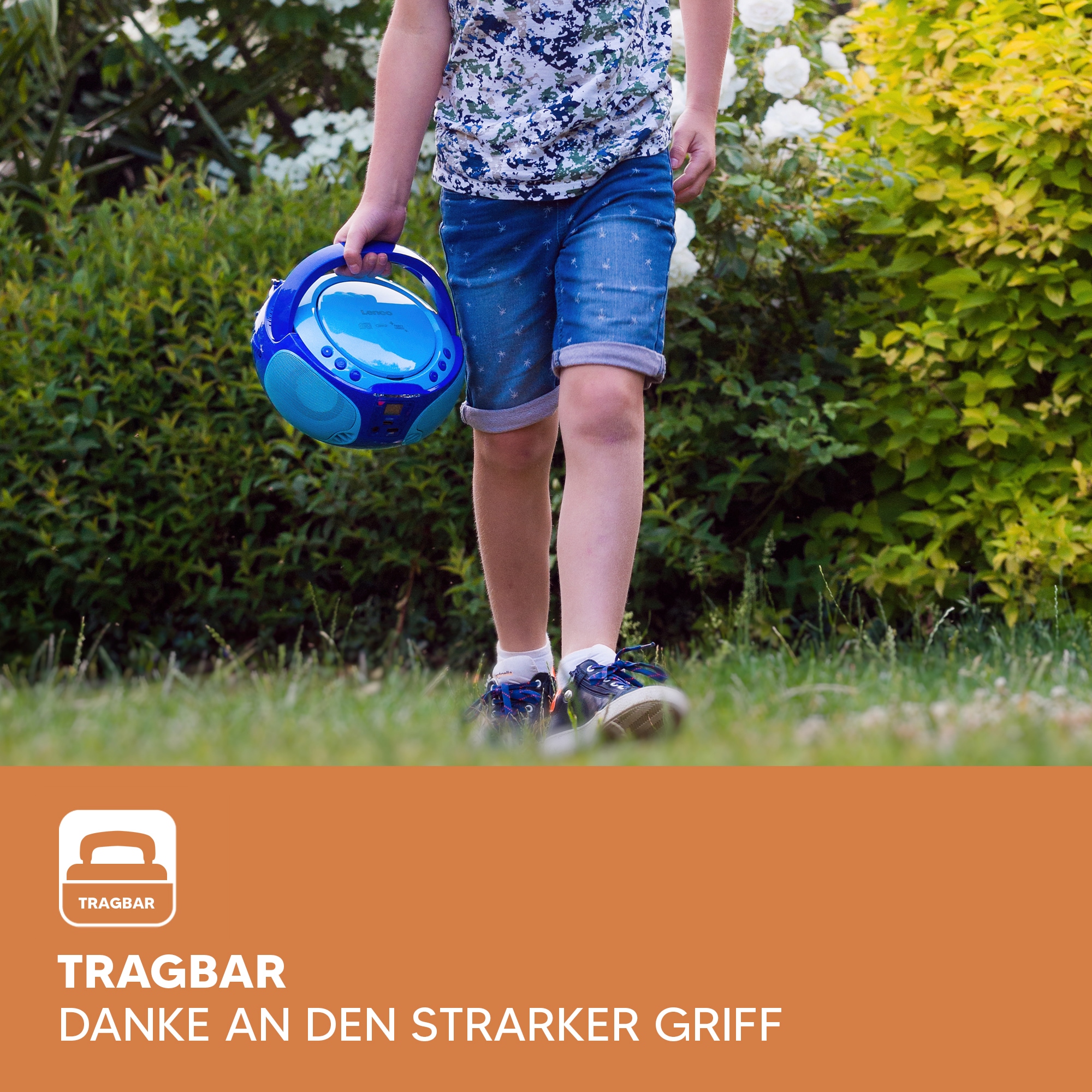 Lenco Boombox »SCD-650« ( AM-Tuner | FM-Tuner ) speziell für Kinder, USB-Anschluss, Karaoke-Mikrofon und Lichteffekte