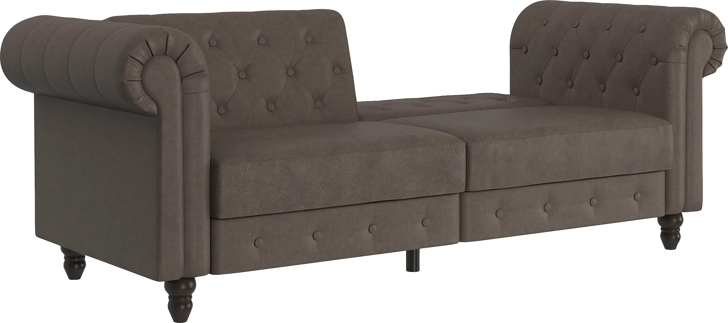 Dorel Home 3-Sitzer »Felix, Schlafsofa 236 cm, (Liegefläche 108x190cm), Rückenlehne« 3-fach verstellbar, Velours, Kunstleder, Luxus-Microfaser Vintage