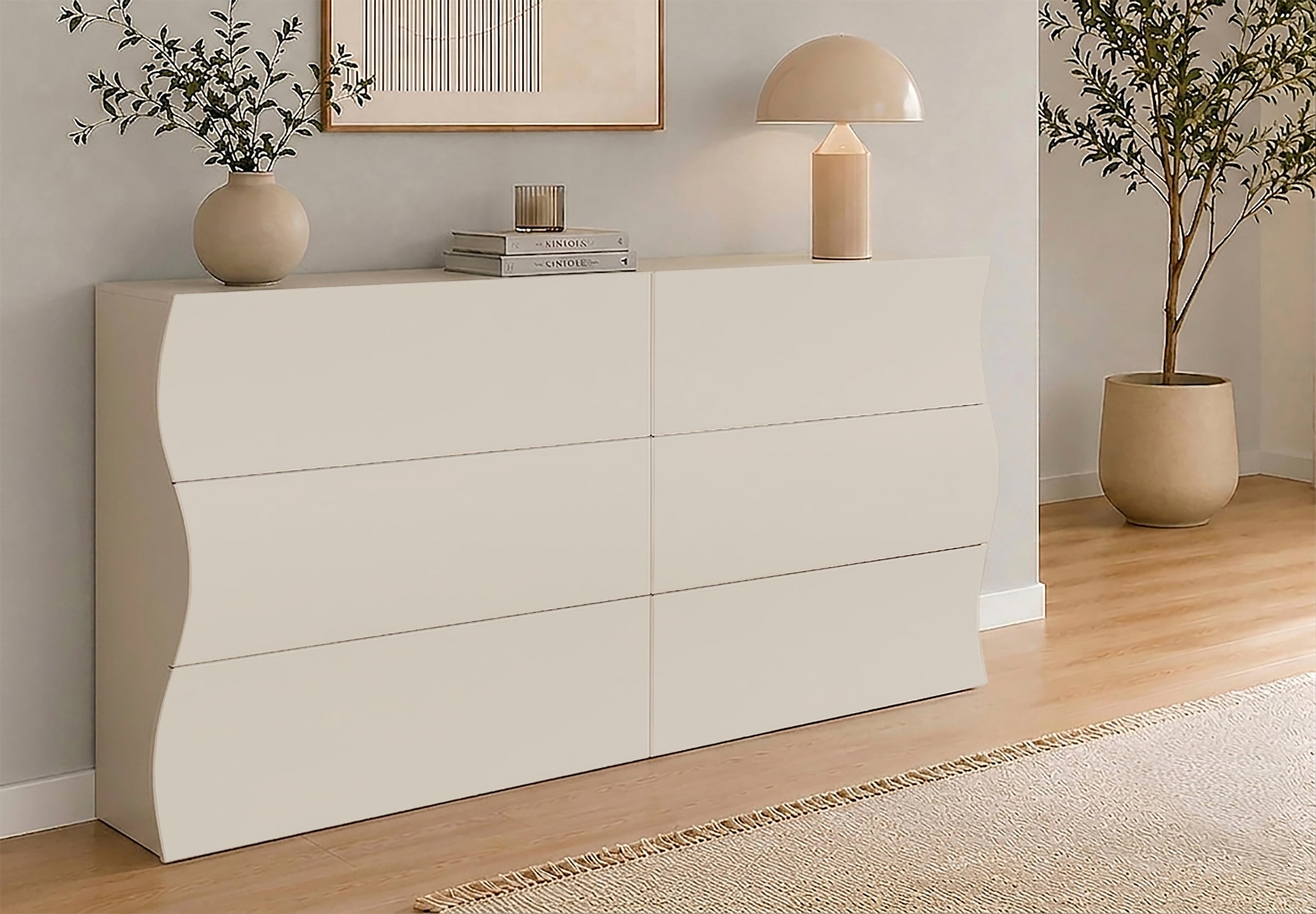 Home affaire Kommode »Onda« Onda, 154 cm breit, Kaschmir, mit 6 Schubladen, Made in Italy