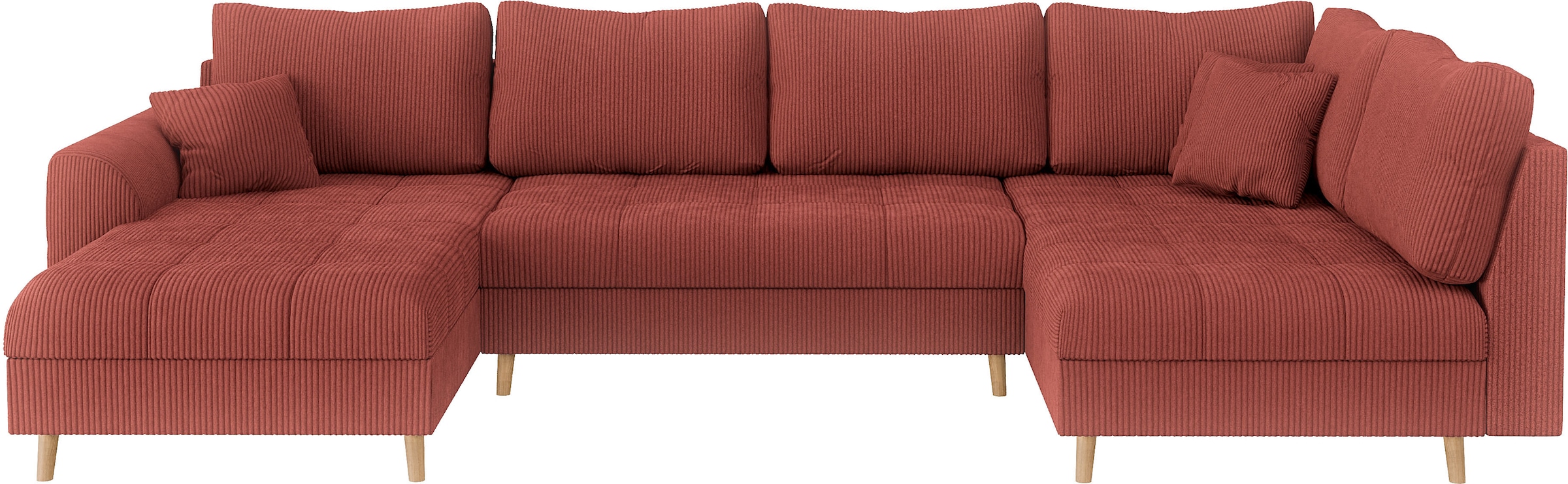 Home affaire Wohnlandschaft »CHARRE U-Form mit Ottomane, Maße B/T/H: 310/161/81 cm«, feine Steppung, lose Rücken- und Zierkissen, auch in Cord und Bouclé