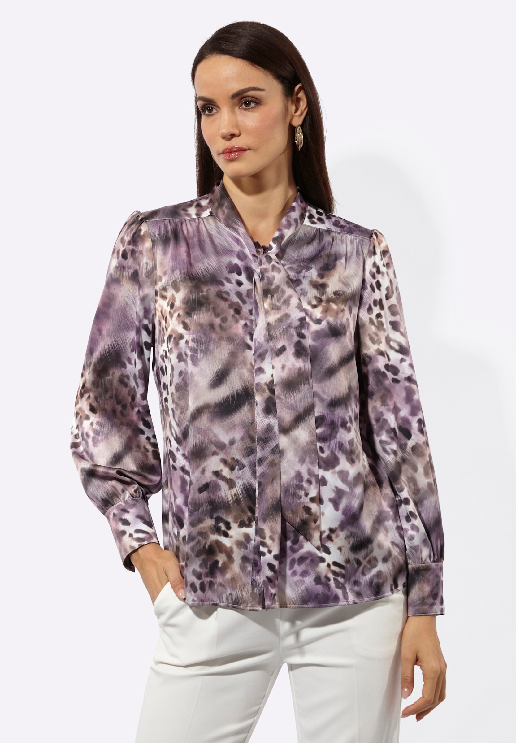 creation L Klassische Bluse »Satin-Bluse Schluppenbluse mit verdeckter Knopfleiste«