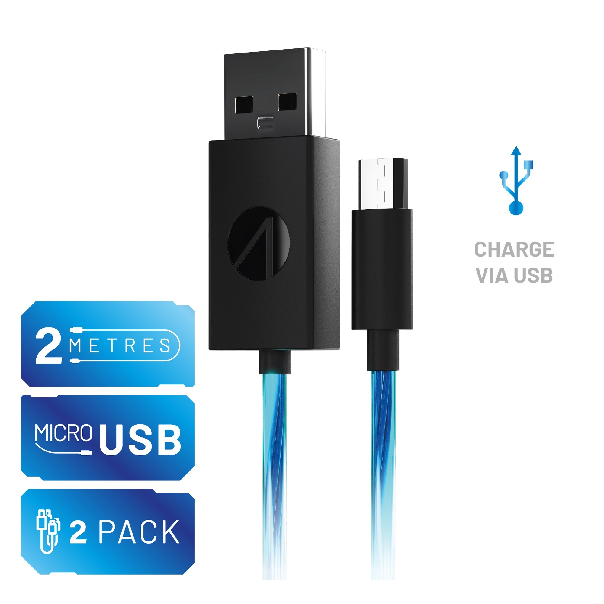 Stealth USB-Kabel »USB Kabel Doppelpack (2x 2m) Play&Charge mit LED Beleuchtung«, Micro-USB, 200 cm, Beleuchtung