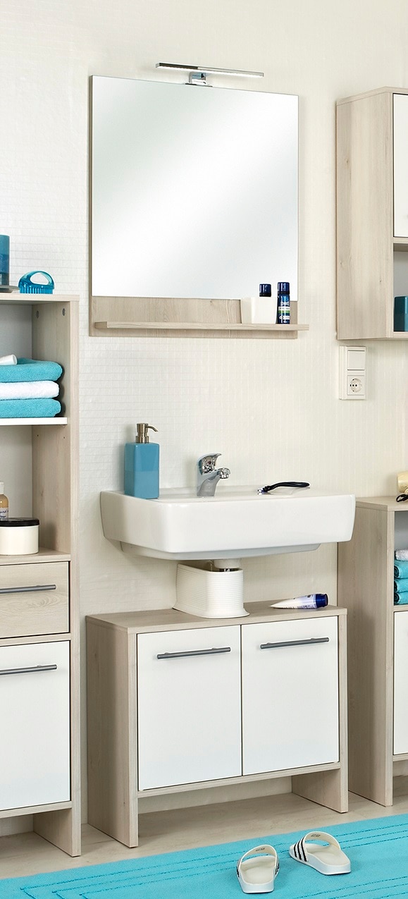 Saphir Badmöbel-Set »Quickset 350 2-teilig, mit Waschbeckenunterschrank und LED-Spiegel« Set, 