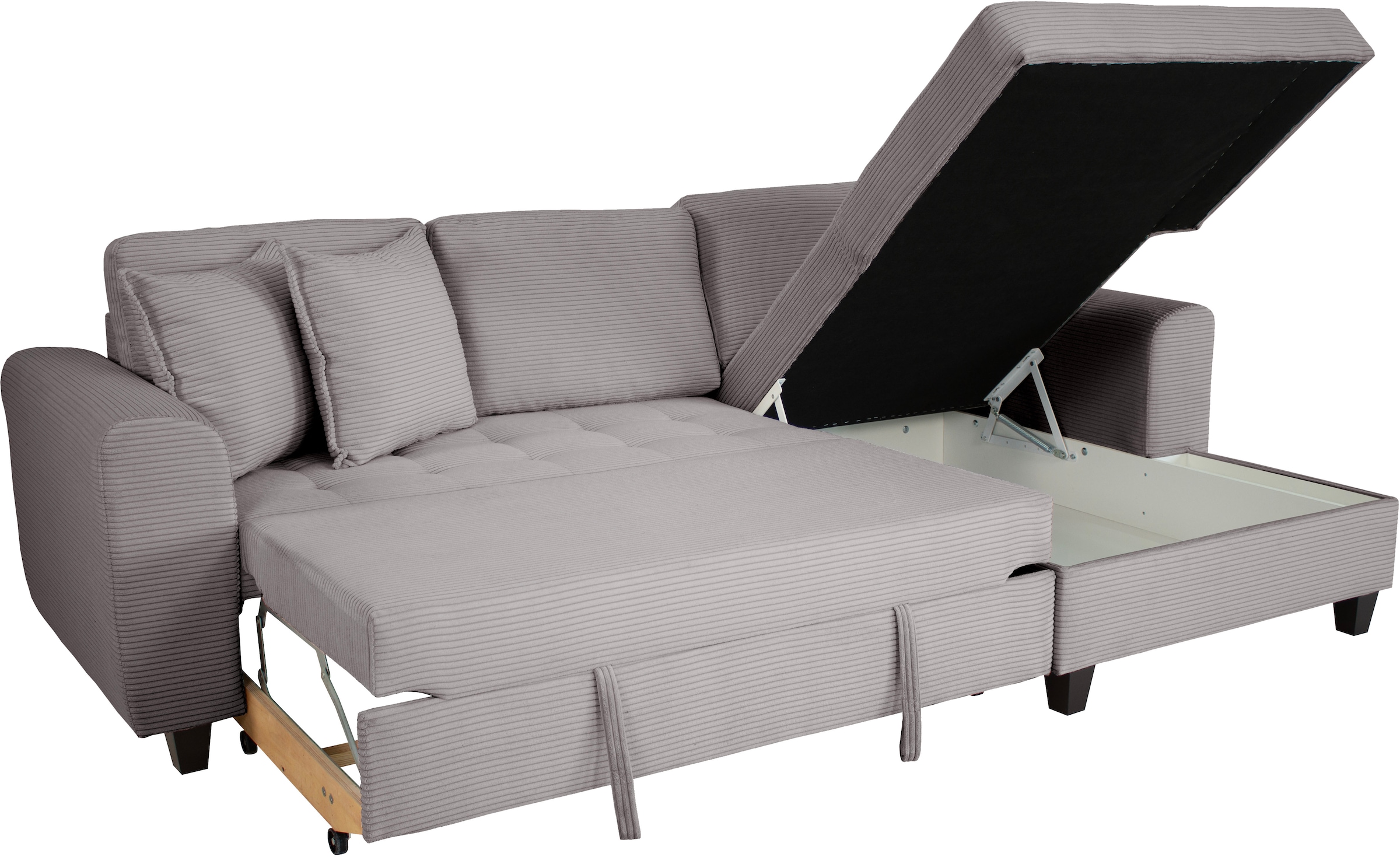 Trends by HG Ecksofa »Moritz, L-Form« inkl. Bettfunktion und Bettkasten, inkl. 2 Zierkissen