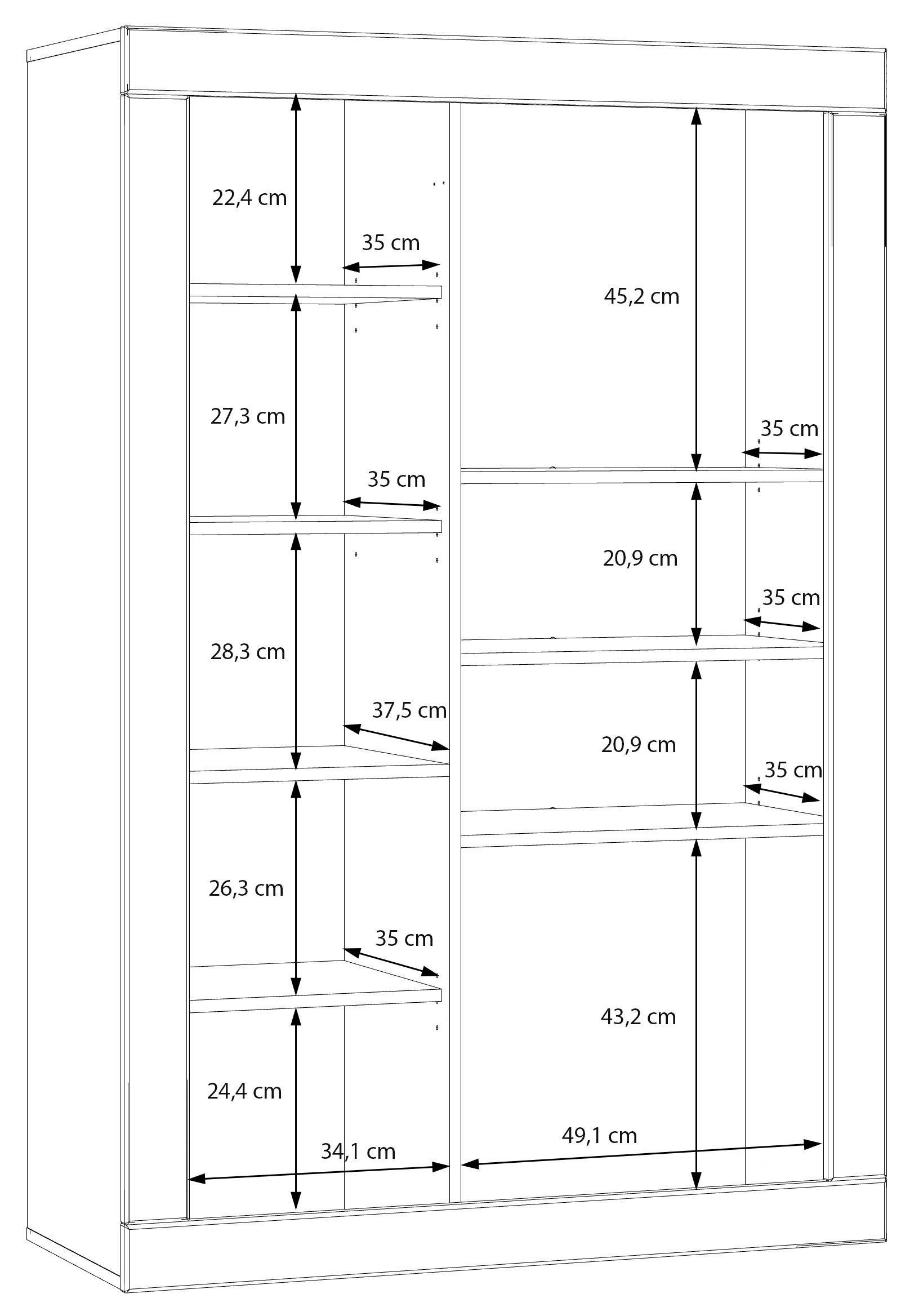 FORTE Vitrine »Lefkadas«, (BxH=101x151,2 cm), Highboard, grifflose Front, breite Rahmenoptik, Tür mit Glaseinsatz