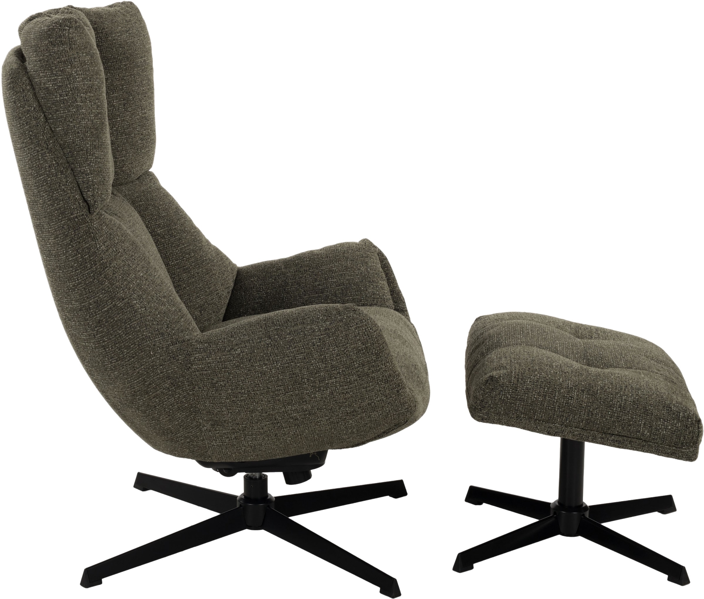 Duo Collection Relaxsessel »Pruna« 360° drehbar mit Rückholfunktion, Wippmechanik, inkl. Hocker