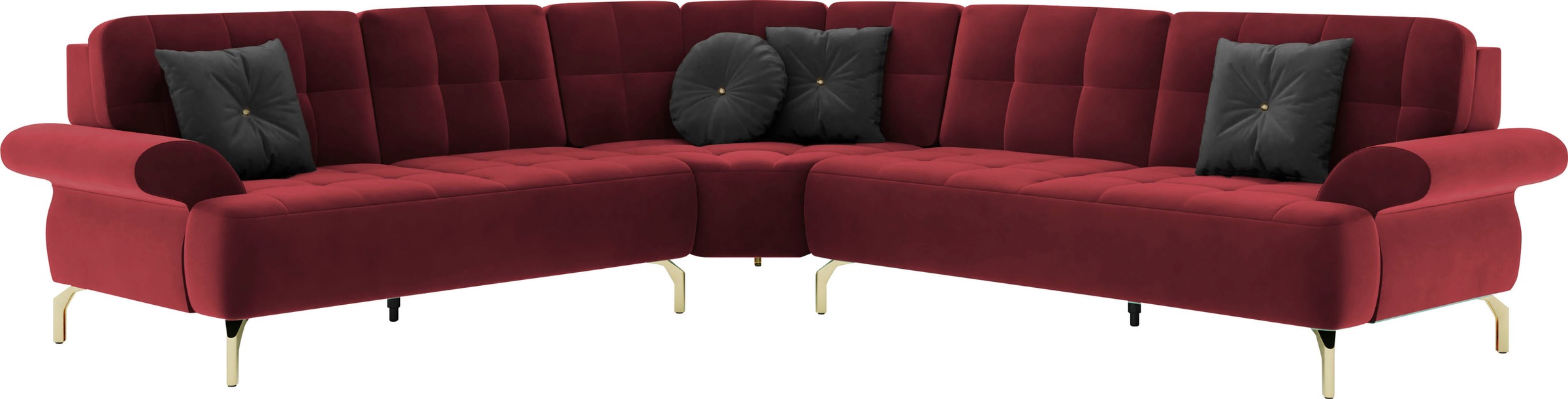 sit&more Ecksofa »Orient 1 L-Form«, inkl. 4 Zierkissen mit Strass-Stein, goldfarbene Metallfüße
