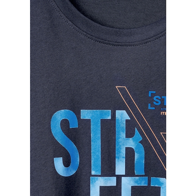 STREET ONE MEN T-Shirt, mit Label-Front-Print bei ♕