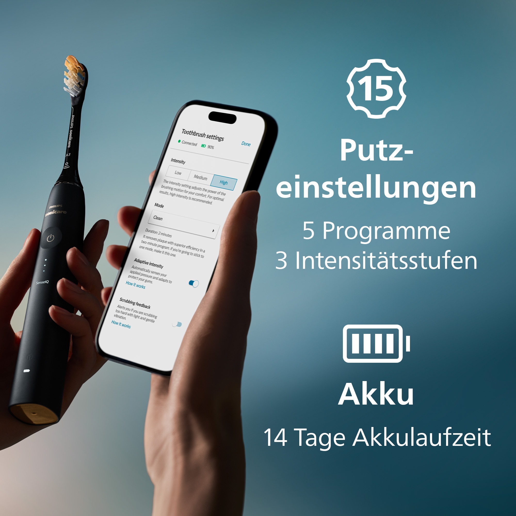 Philips Sonicare Elektrische Zahnbürste »DiamondClean Prestige 9900 HX9992« 2 Stk. Aufsteckbürsten mit integriertem Drucksensor, 5 Putzprogramme, inkl. Ladeetui