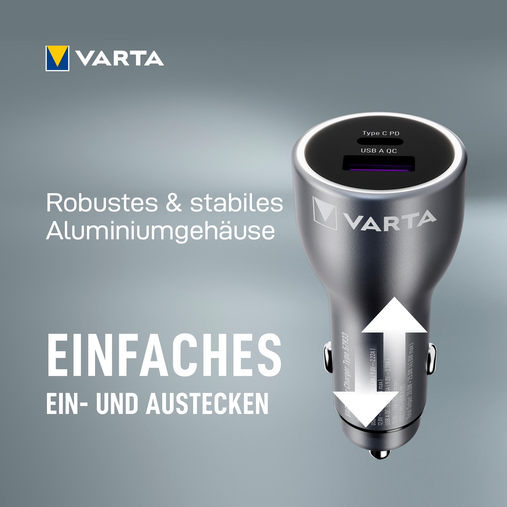 VARTA Autobatterie-Ladegerät »45 Watt Output 1x USB-A / 1x USB-C PD«